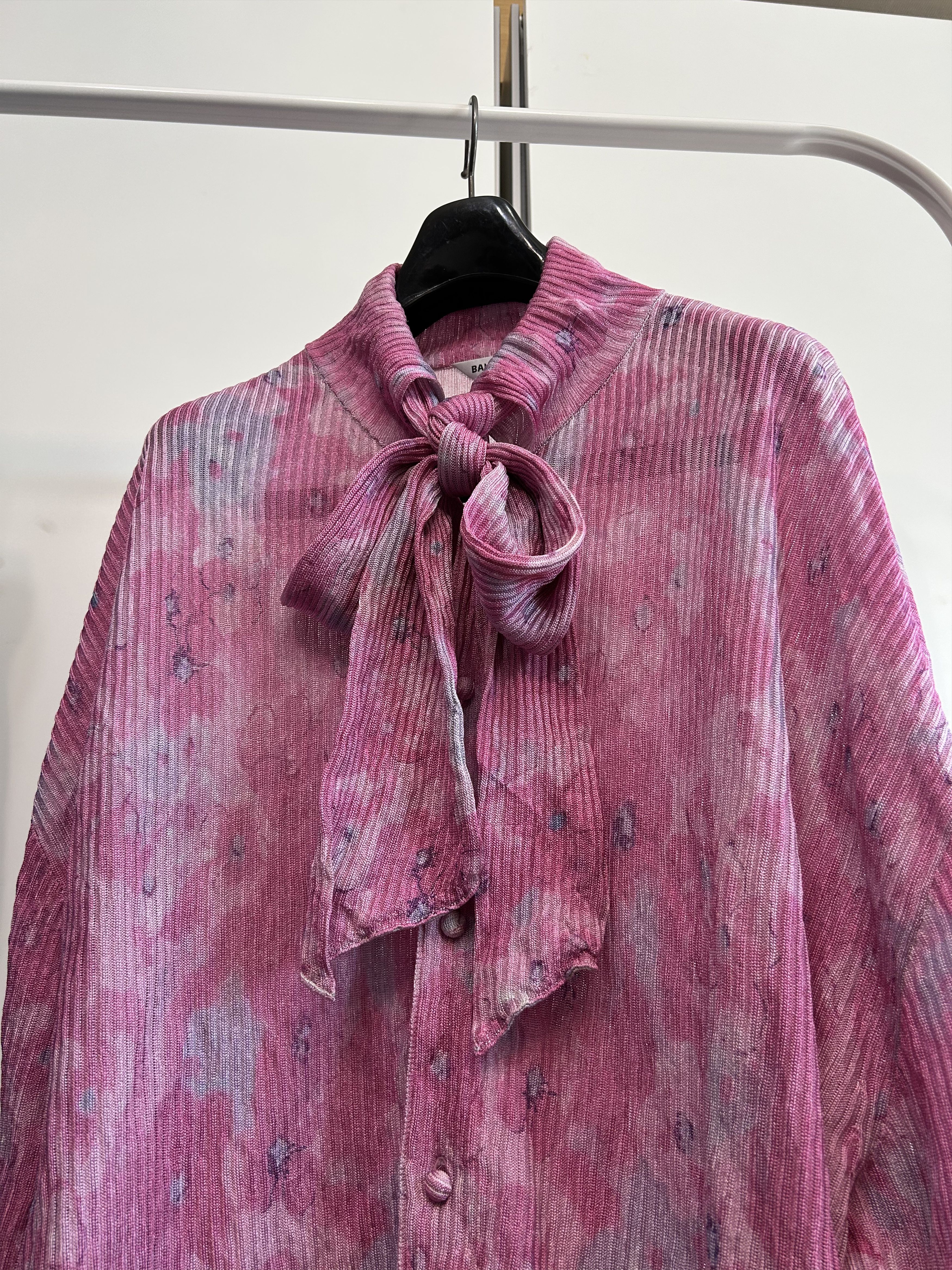 Balenciaga BALENCIAGA Self-Tie Pleated Floral Collection Shirt Size US XL / EU 56 / 4 - 9 Thumbnail