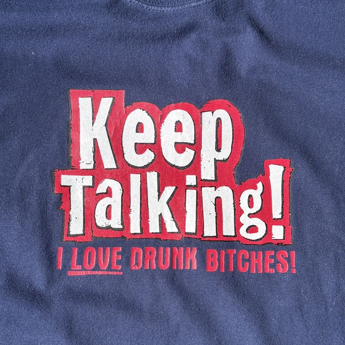 Vintage Vintage "I love drunk Bitches" Funny Humor y2k tees navy Size US L / EU 52-54 / 3 - 6 Thumbnail