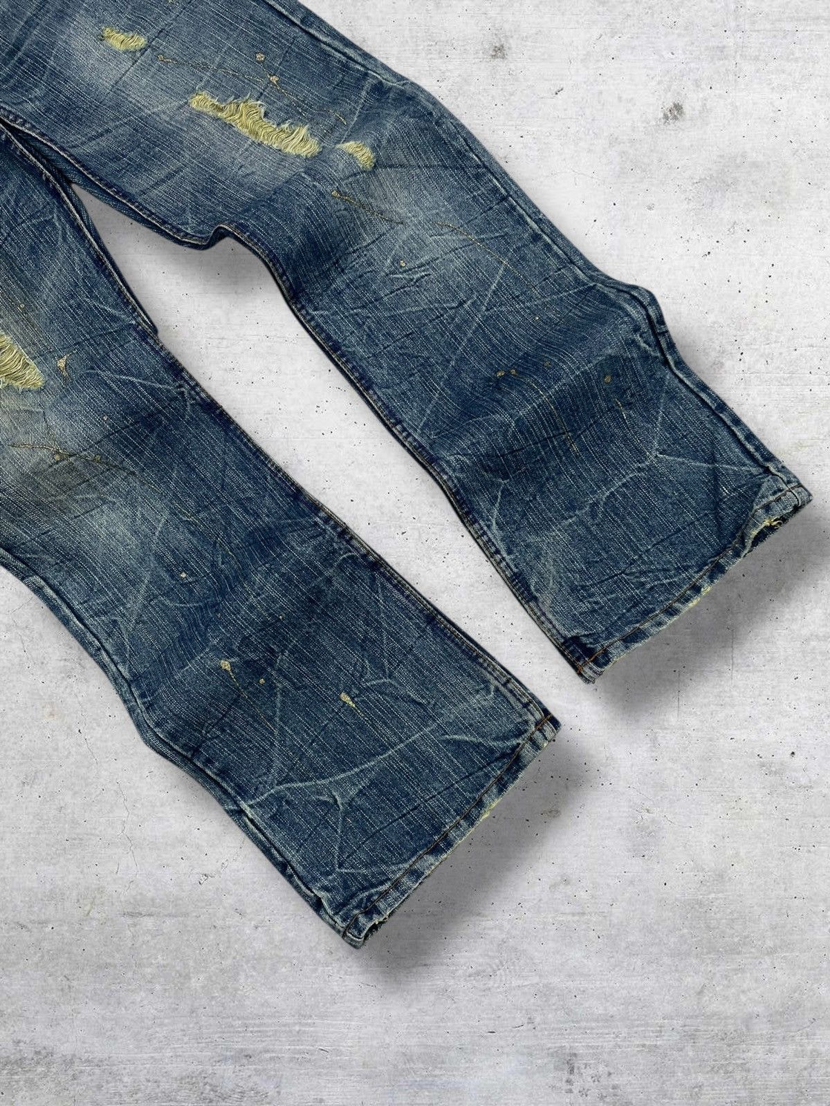 If Six Was Nine VINTAGE DISTRESSED GOLD MUD WASH FLARED NYLAUS JAPAN DENIM Size US 31 - 2 Thumbnail