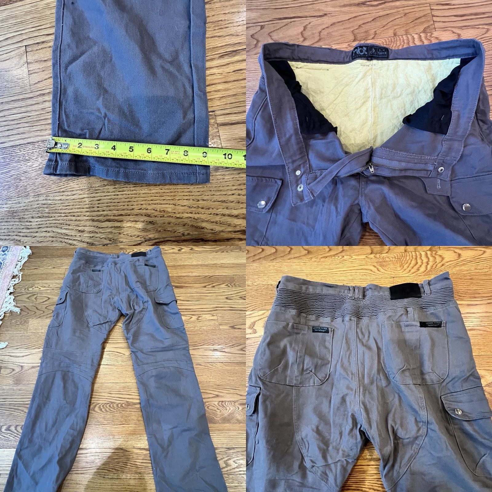 Vintage NBT Clothing Men Pants Gray Cargo Twill 40x32 Motorcycle Moto Safety Casual Slim Fit Zip Front Pockets Womens? Size US 40 / EU 56 - 11 Thumbnail