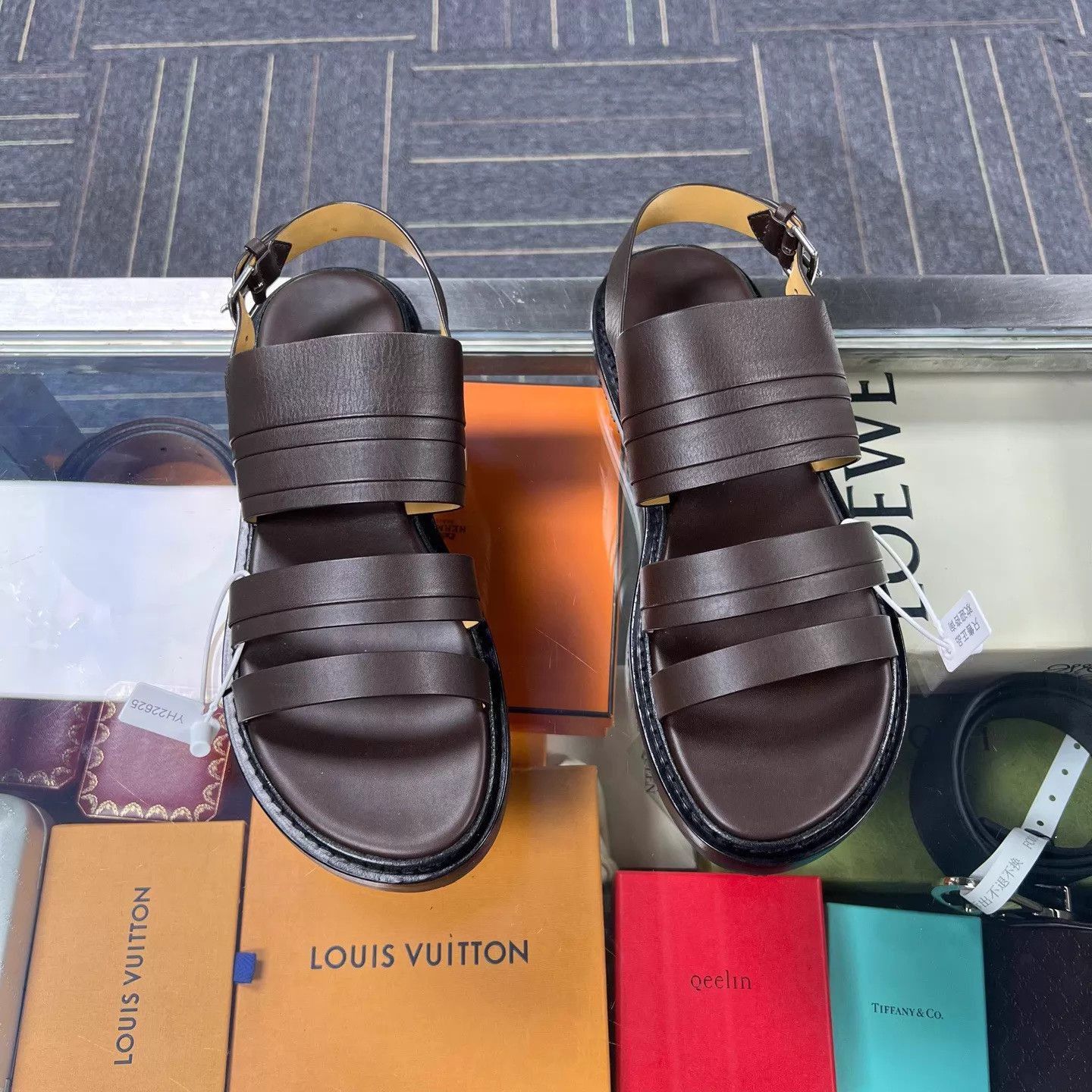 Hermes Brown Strappy Leather Sandals Size US 10 / EU 43 - 1 Thumbnail