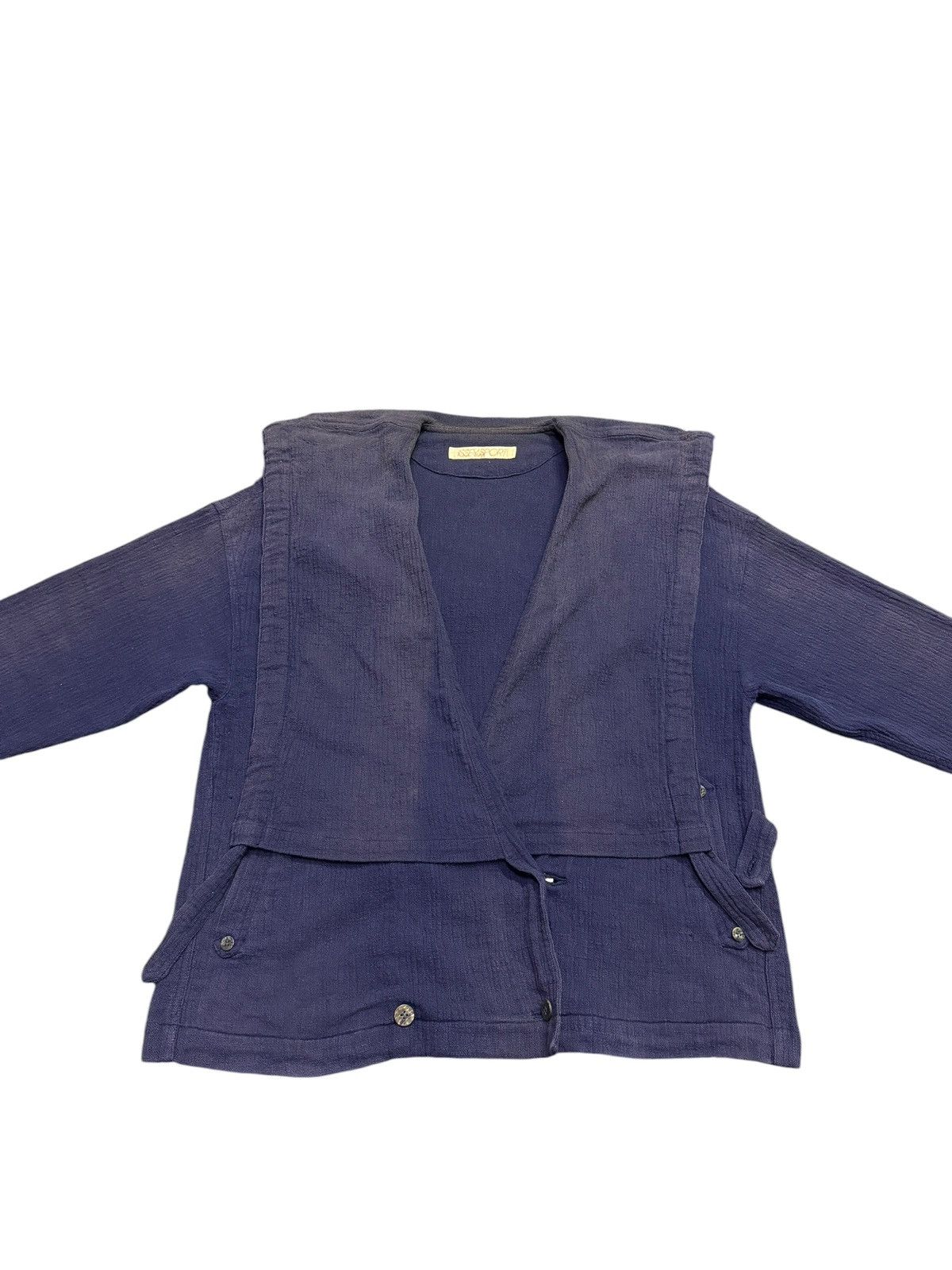 Issey Miyake RARE!! Vintage 70s Issey Miyake Asymmetrical Indigo Kimono Size US M / EU 48-50 / 2 - 8 Thumbnail