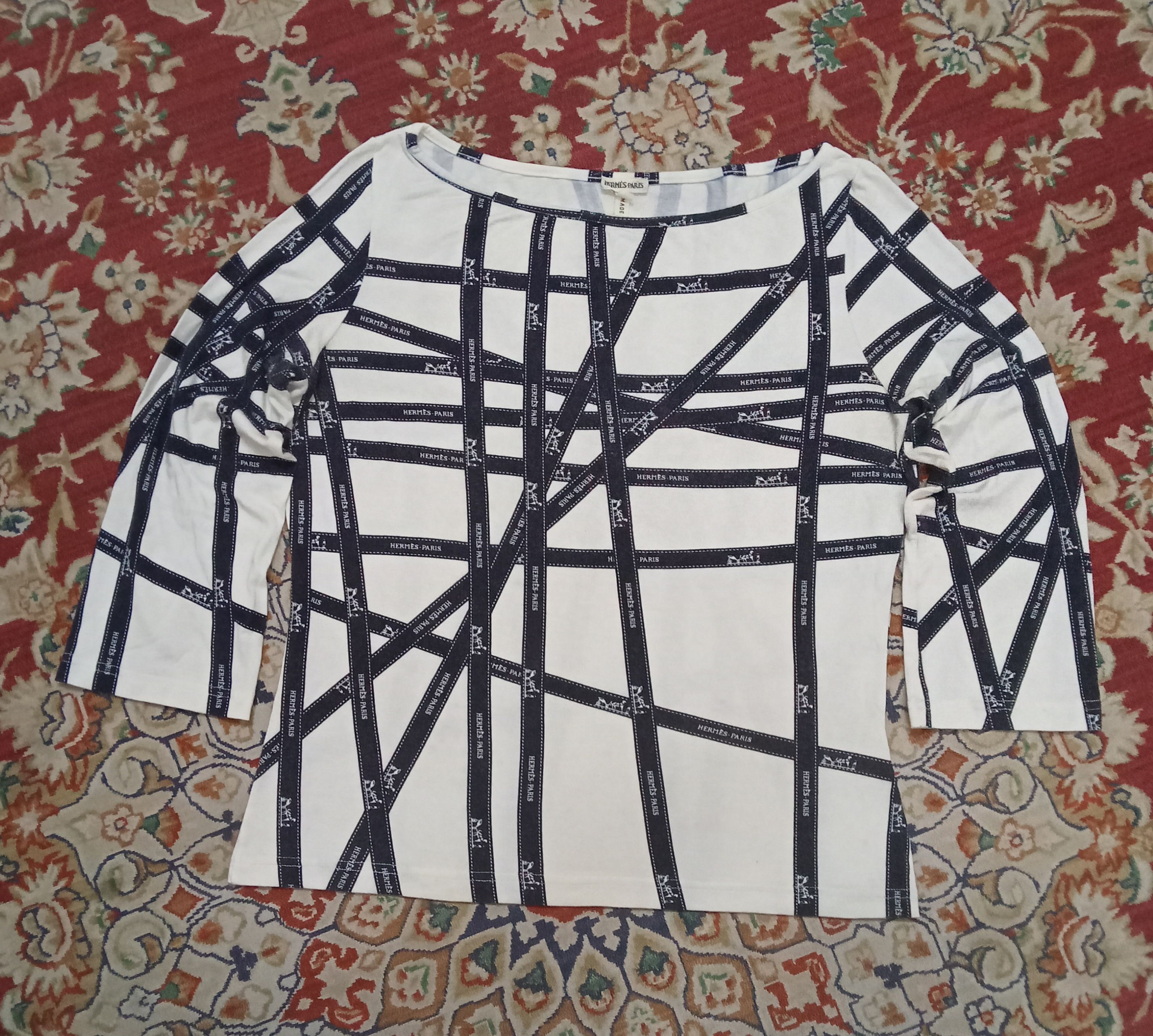 Vintage Hermes Paris Ribbons Design Shirt