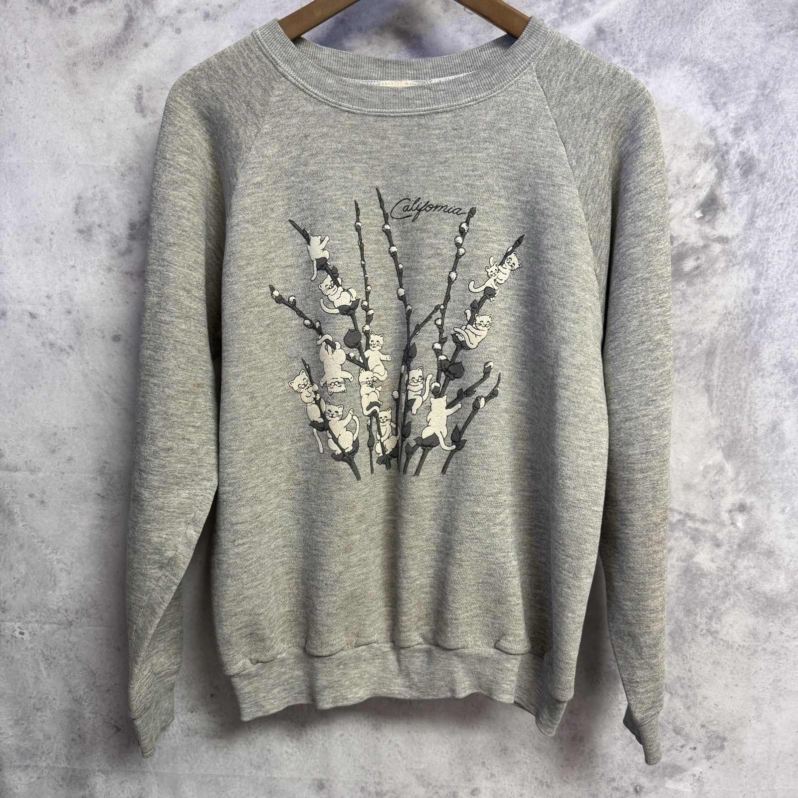 Vintage Vintage 80s California Cat Sweatshirt Womens Large Gray Crew Size L / US 10 / IT 46 - 1 Thumbnail