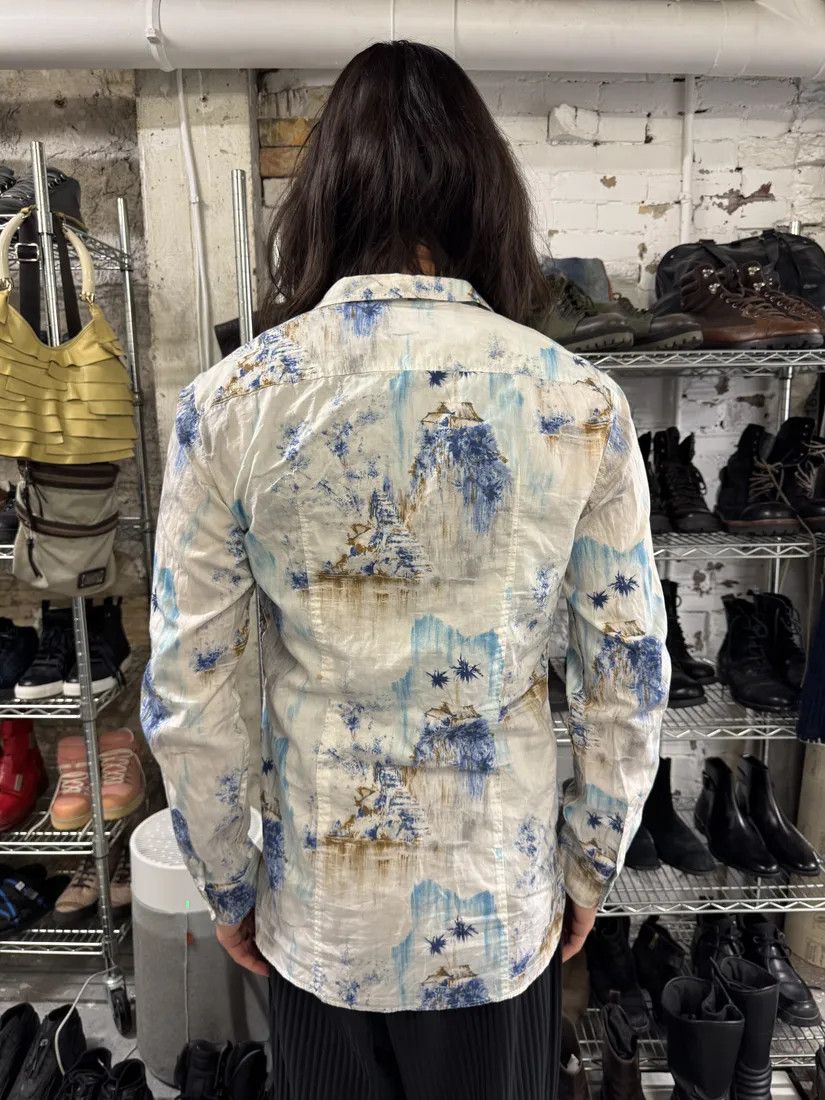 Dolce & Gabbana × Vintage 1990s Dolce & Gabbana White & Blue Abstract Nature Shirt Size US S / EU 44-46 / 1 - 3 Thumbnail