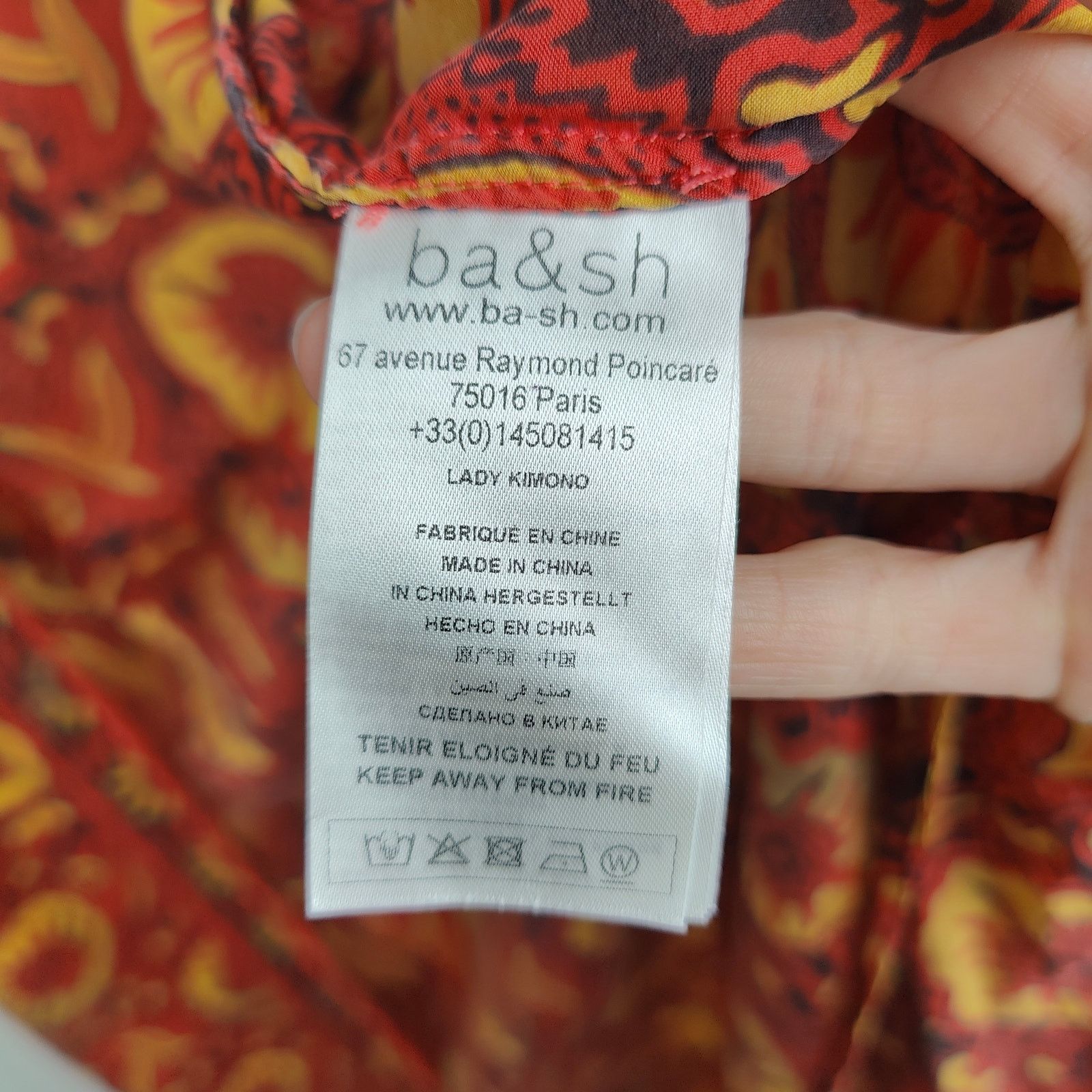 ba&sh Ba&sh Lady Kimono Robe Womens One Size 100% Silk Red Size ONE SIZE - 7 Thumbnail