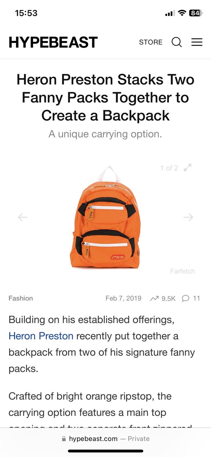 Heron Preston HERON PRESTON FANNY BACKPACK ~ СТИЛЬ ~ Size ONE SIZE - 8 Thumbnail