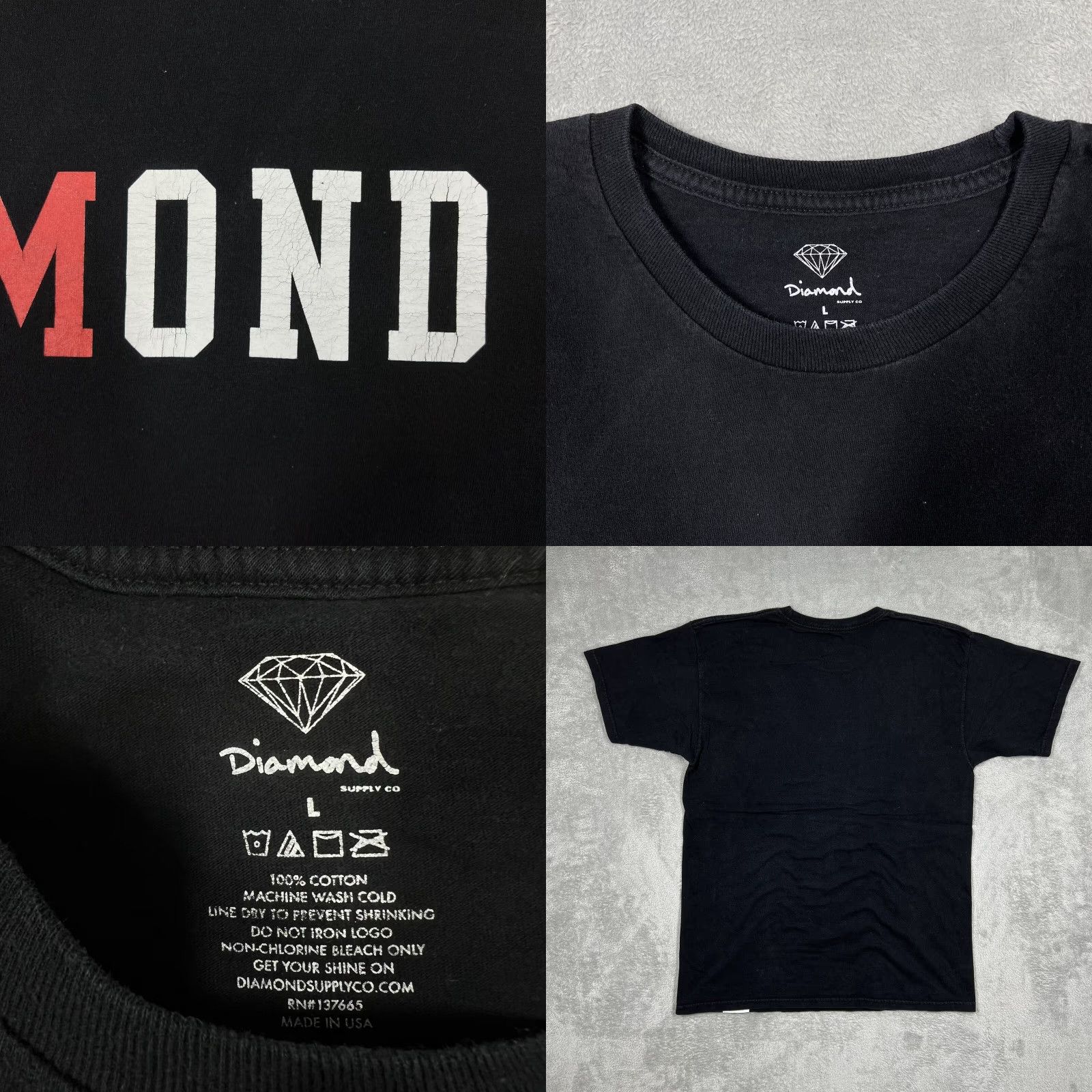 Diamond Supply Co. Diamond Supply Co. Mens T-Shirt Size Large Black Tee Red White Blue Logo Print Size US L / EU 52-54 / 3 - 8 Thumbnail