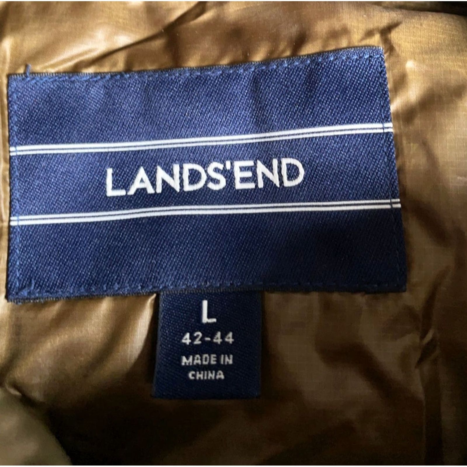 Lands' End Lands' End Down Puffer Vest Men's Large Golden Brown Snap Button Outdoors Vest Size US L / EU 52-54 / 3 - 3 Thumbnail