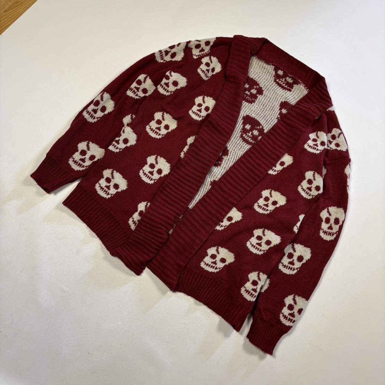 Japanese Brand Vintage Y2K Skull Print Cardigan Knit Size US L / EU 52-54 / 3 - 3 Thumbnail