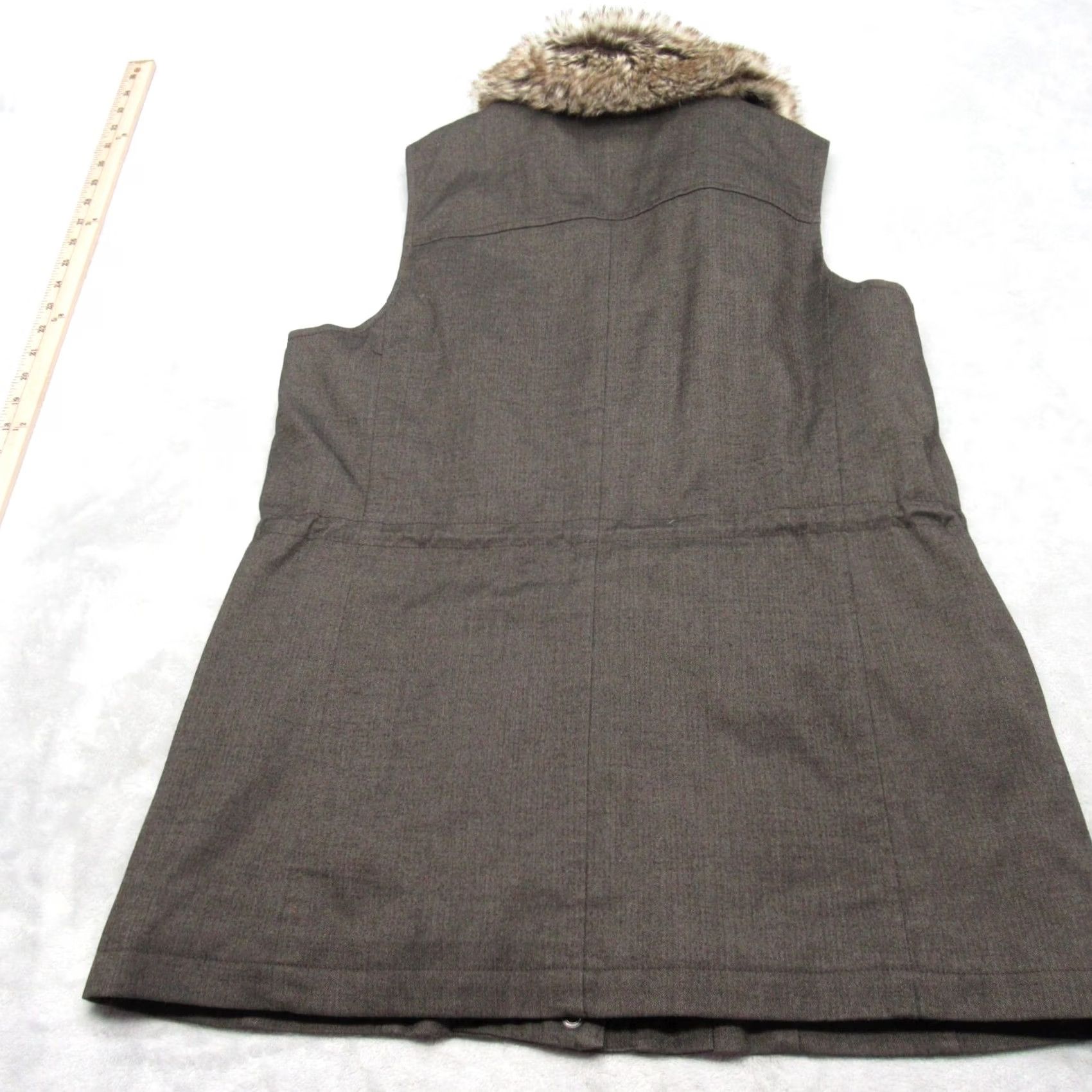 J. Jill J Jill Vest Womens Medium Brown Pockets Cinch Waist Faux Fur Collar Full Zip NEW Size M / US 6-8 / IT 42-44 - 3 Thumbnail