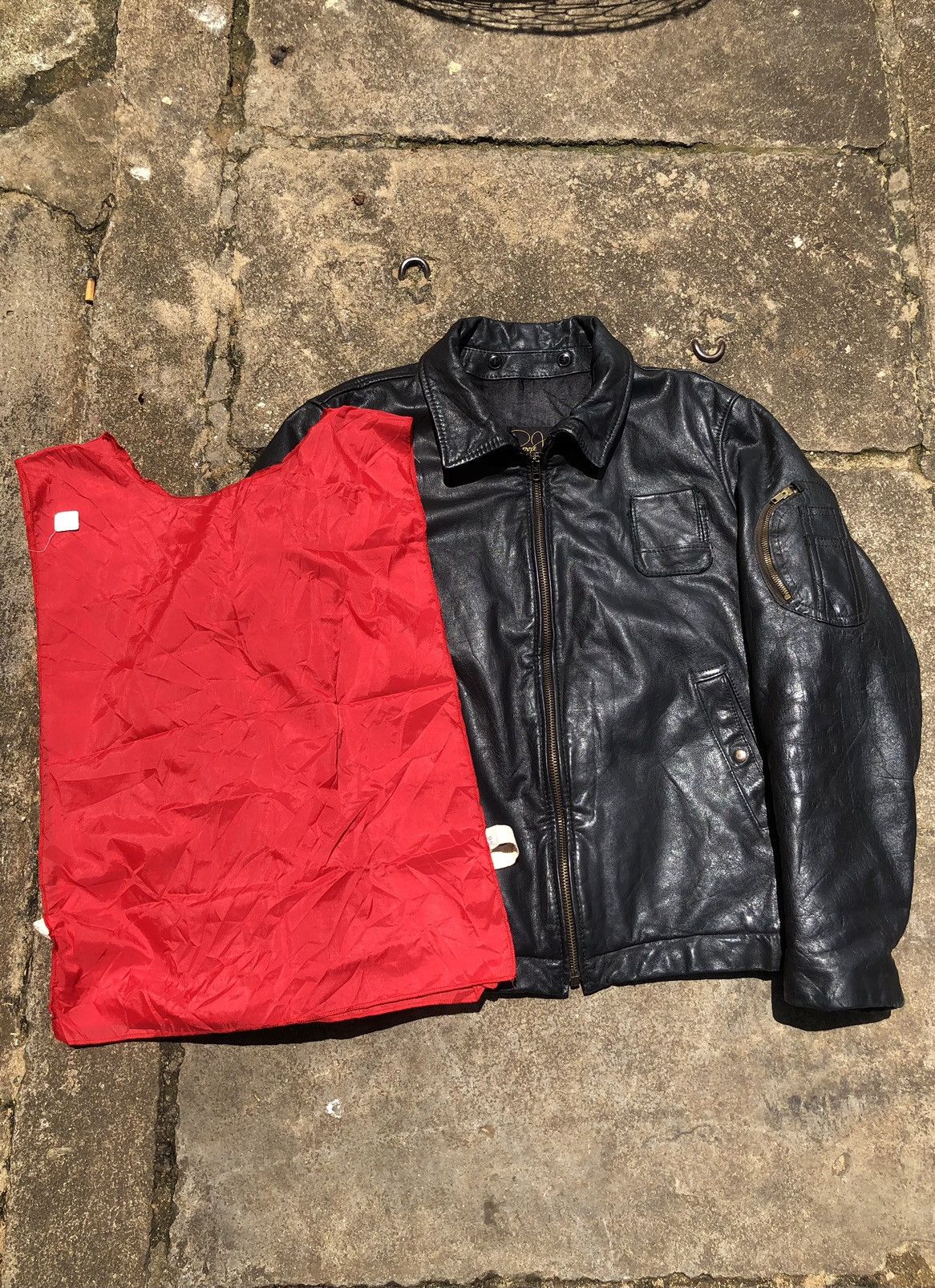 Leather 70~80s French Air Force type Leather Jacket Size US L / EU 52-54 / 3 - 23 Thumbnail