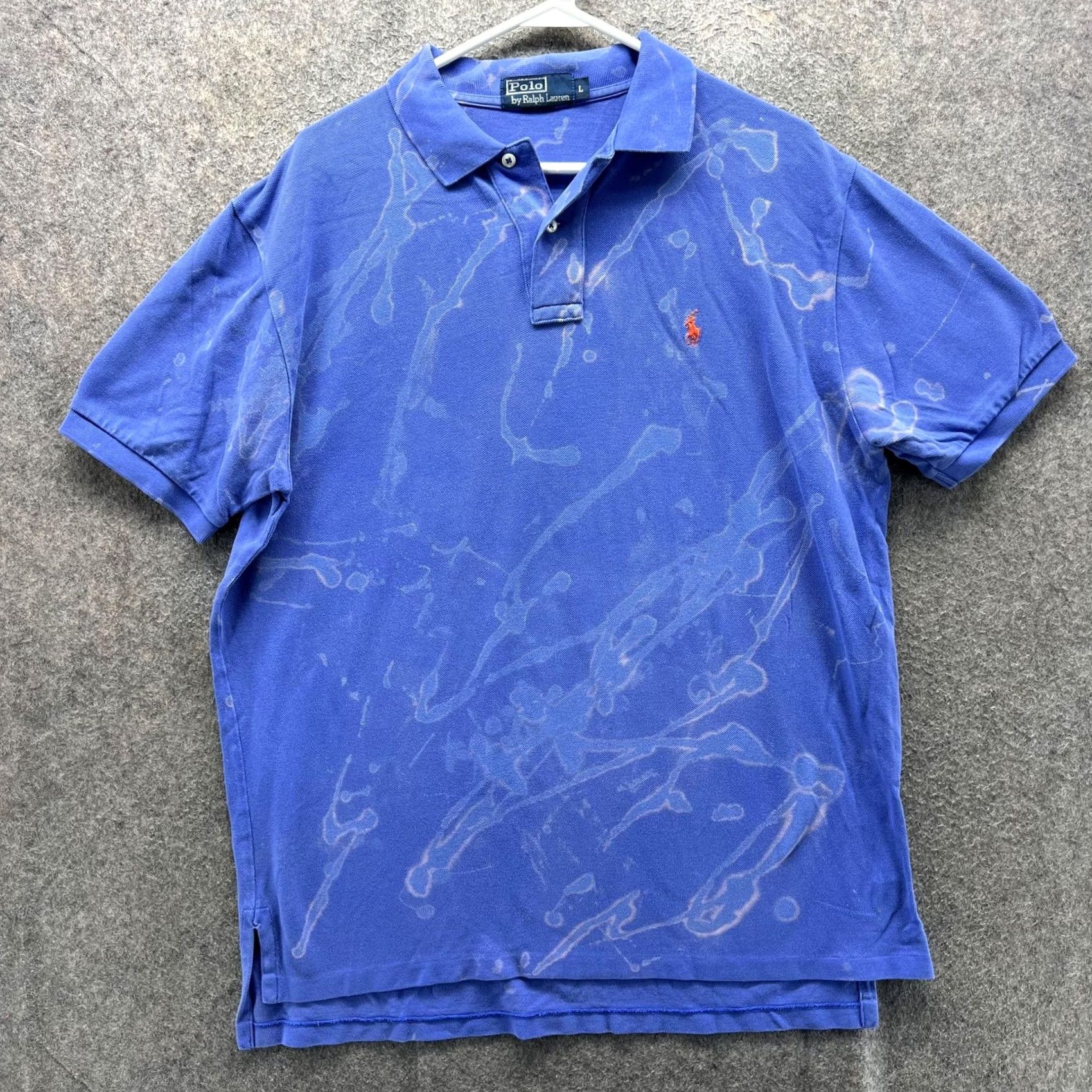 Polo Ralph Lauren VINTAGE Polo by Ralph Lauren Polo Shirt Mens L Blue Pony Logo Bleach Stained Bleached Stains Size US L / EU 52-54 / 3 - 2 Thumbnail