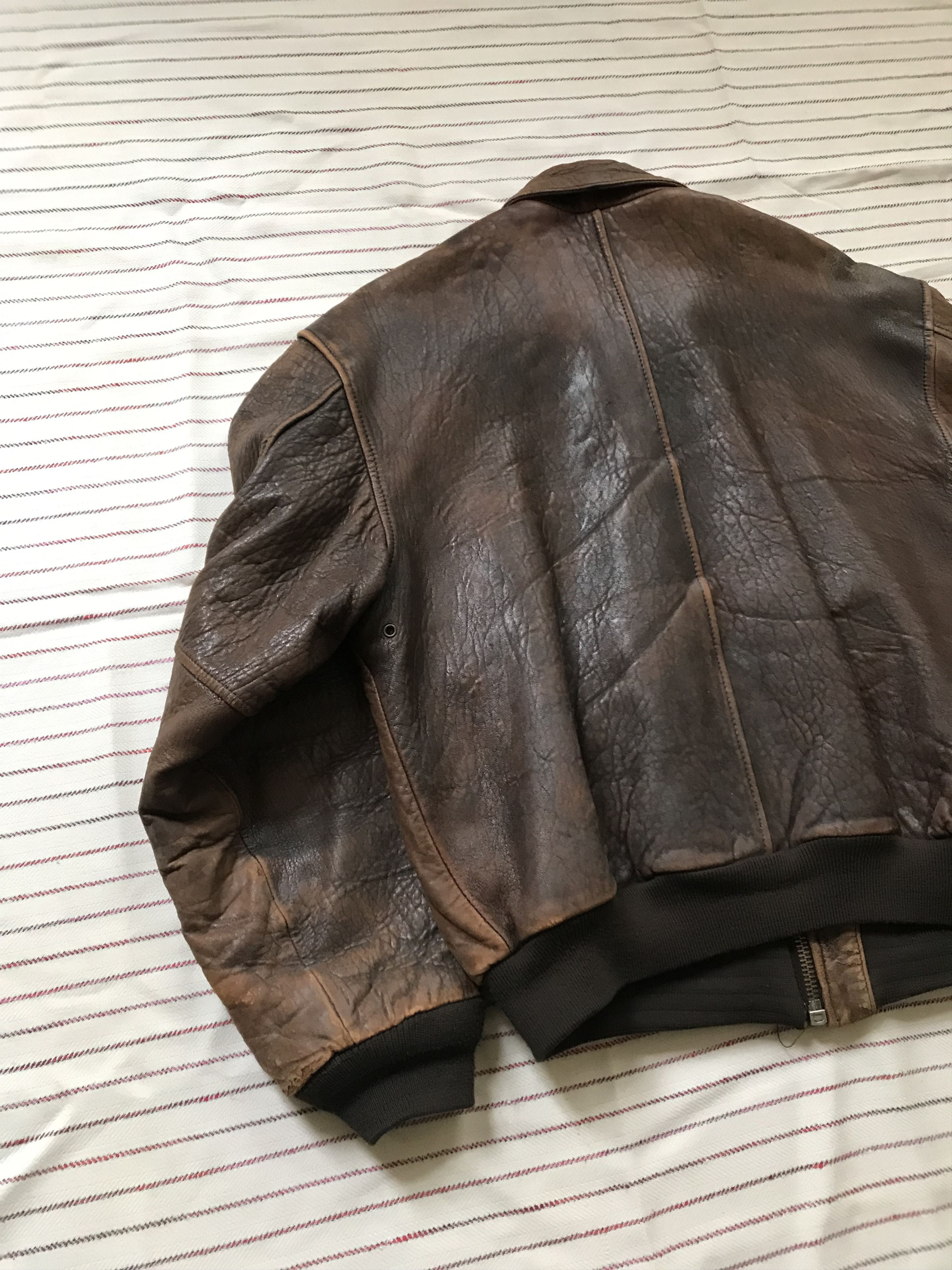 80s Vintage Avirex A2 Flyers Brown Leather Bomber Jacket