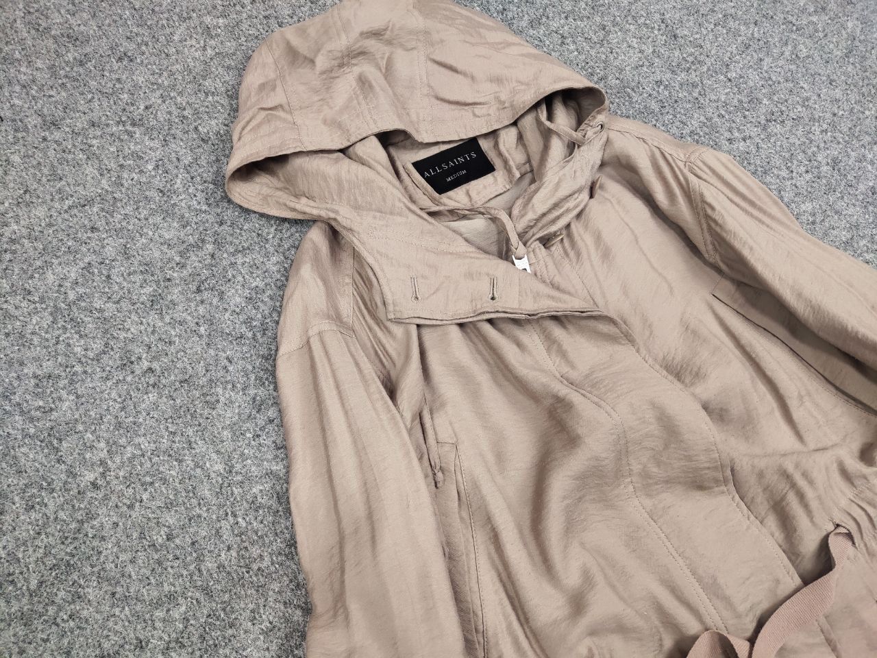 Allsaints All Saints Kinsley Parka Hooded Zip Up Tan Jacket Coat Size M / US 6-8 / IT 42-44 - 7 Thumbnail