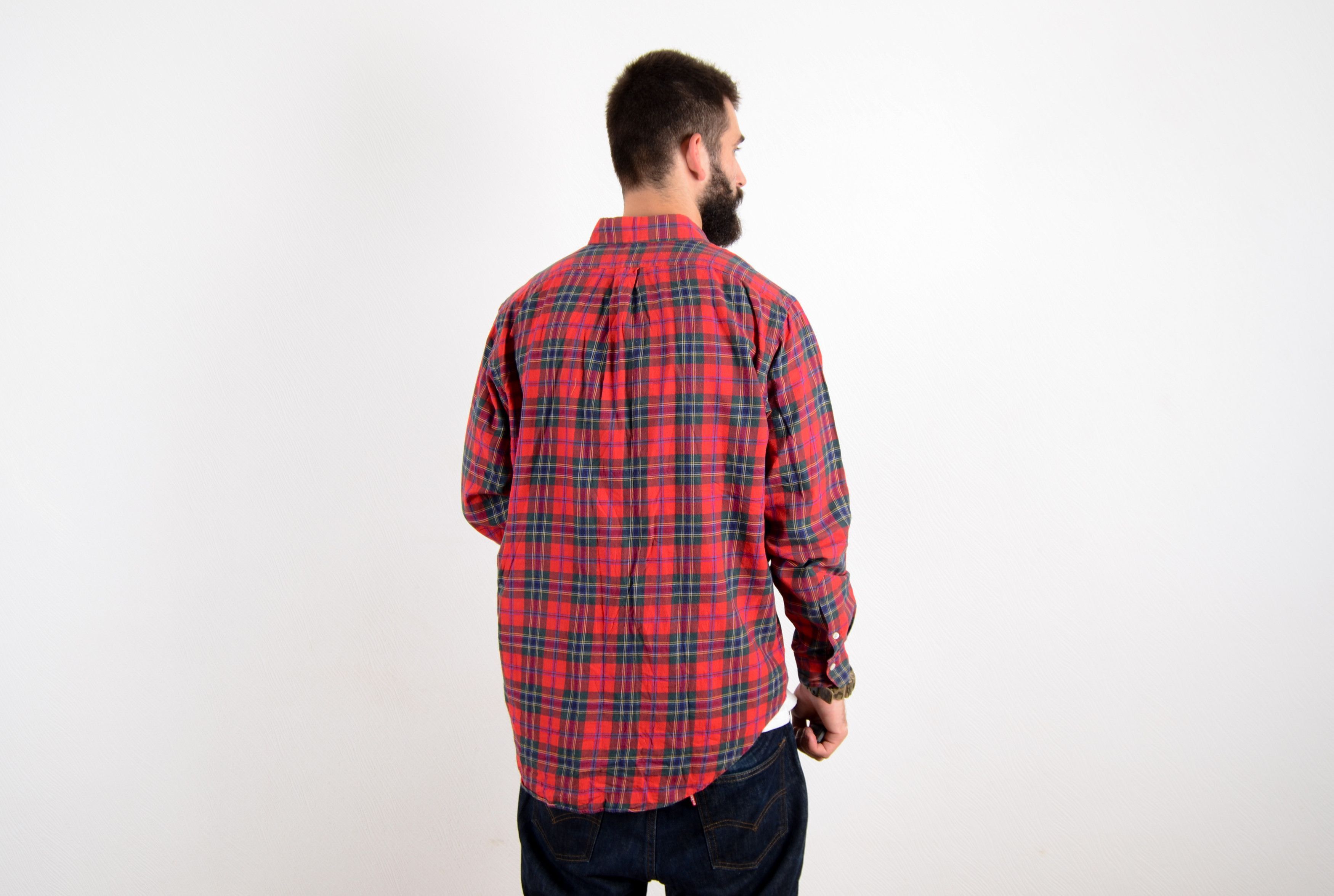 Polo Ralph Lauren Vintage Ralph Lauren Red Flannel Checkered Shirt Size US L / EU 52-54 / 3 - 3 Thumbnail