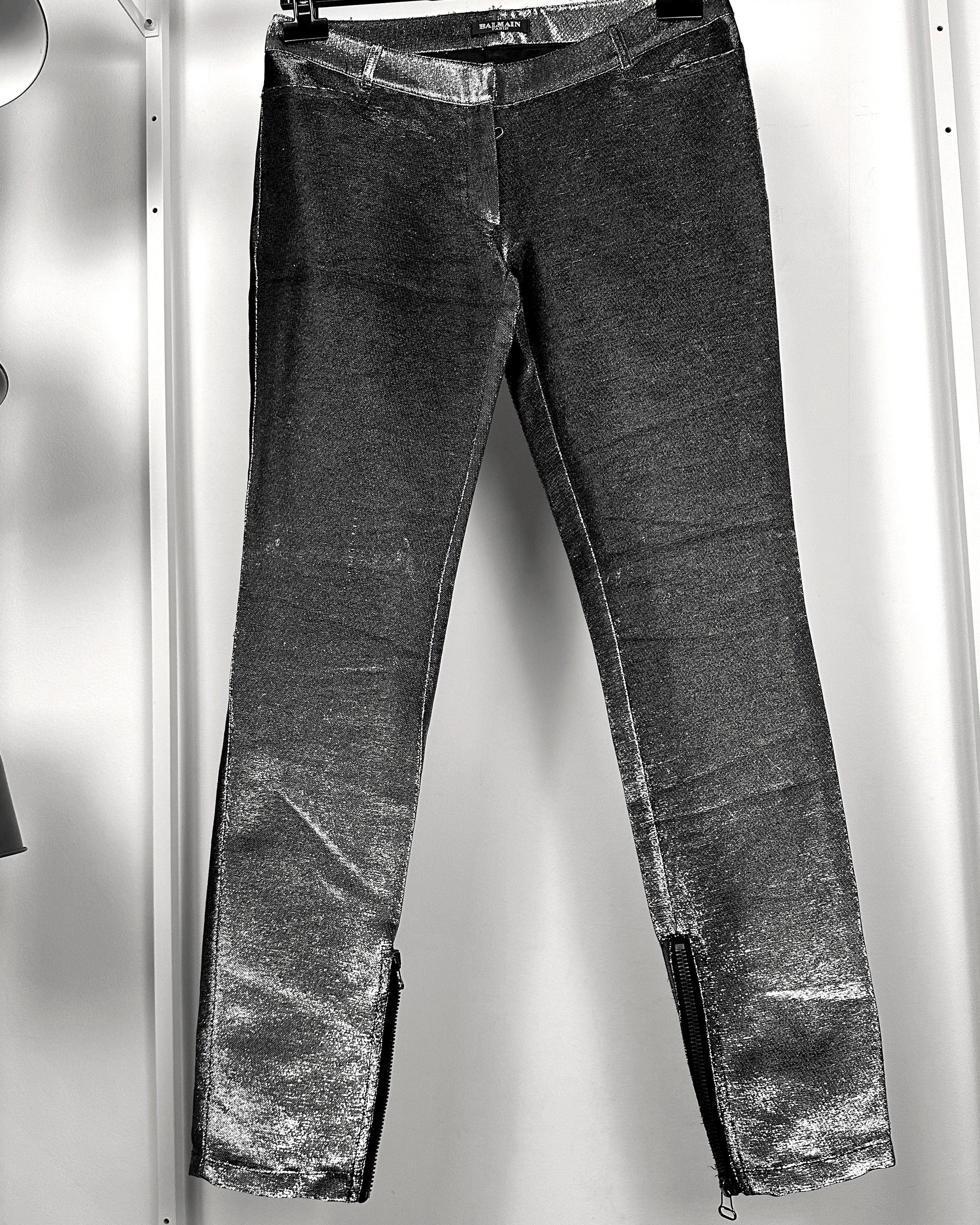 Balmain Balmain Liquid Metal Light Reflective Jeans Size US 27 - 3 Thumbnail