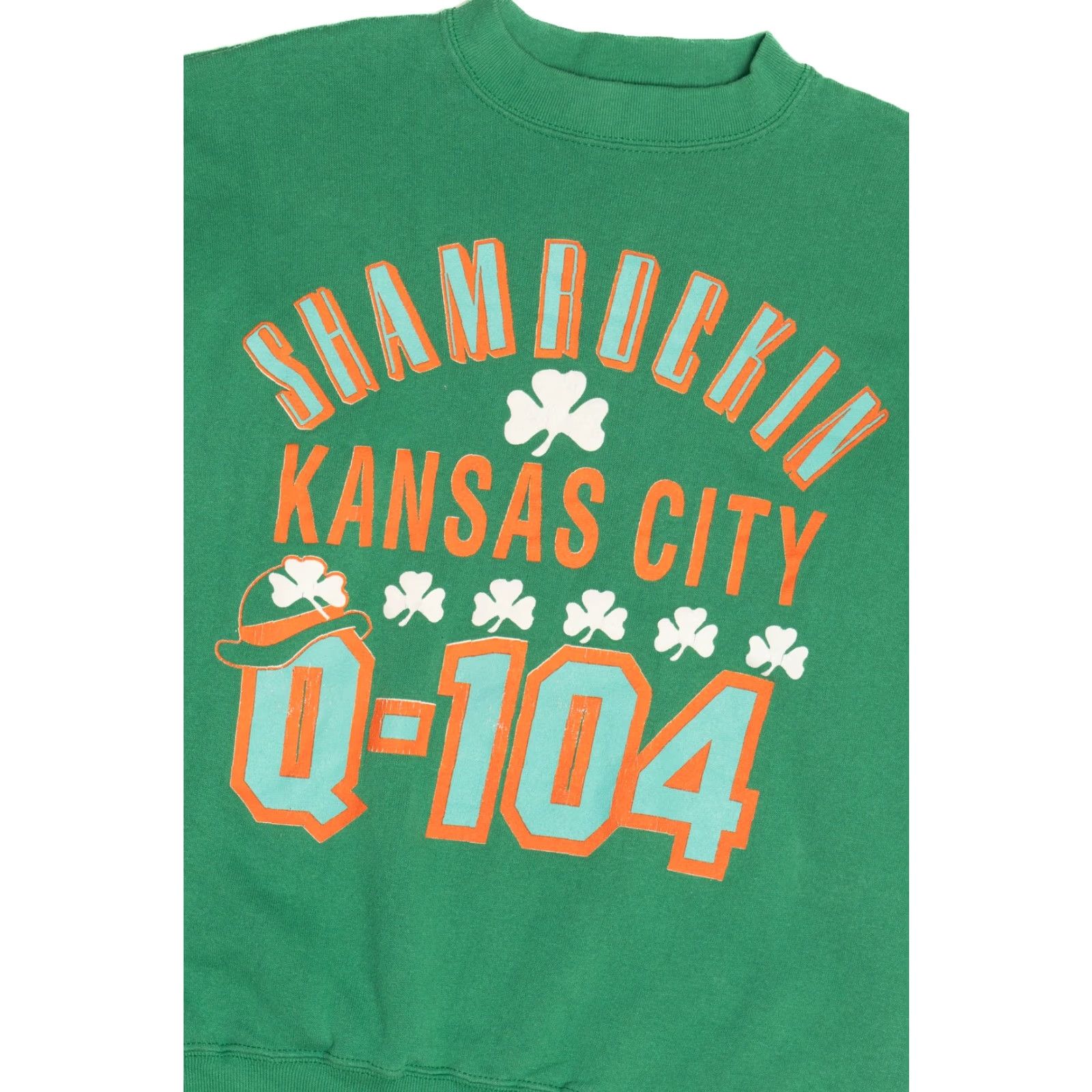 Vintage Vintage Artex Shamrockin Kansas City St. Patrick's Day Q104 Sweatshirt 1980s Green Medium Mens Size US M / EU 48-50 / 2 - 2 Thumbnail