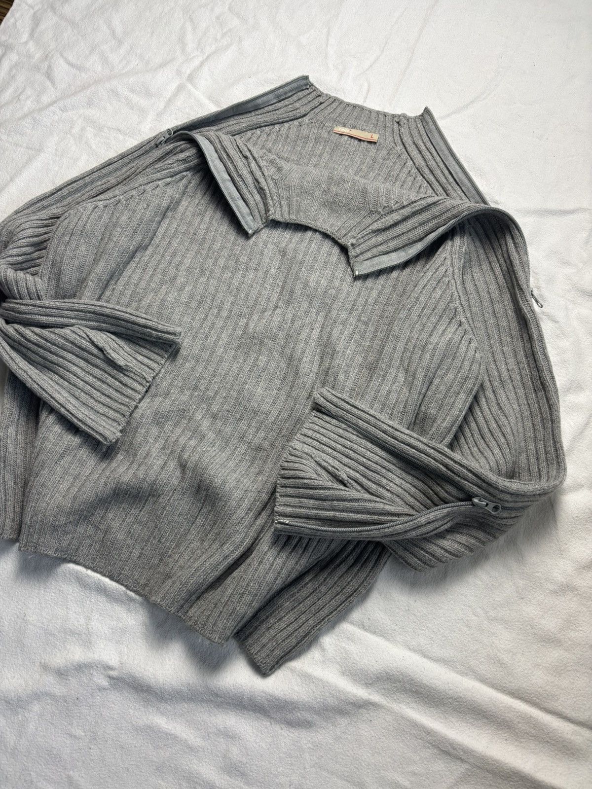 Japanese Brand × Vintage Avant garde full zip knitted sweater diesel lgb style Size US XL / EU 56 / 4 - 6 Thumbnail