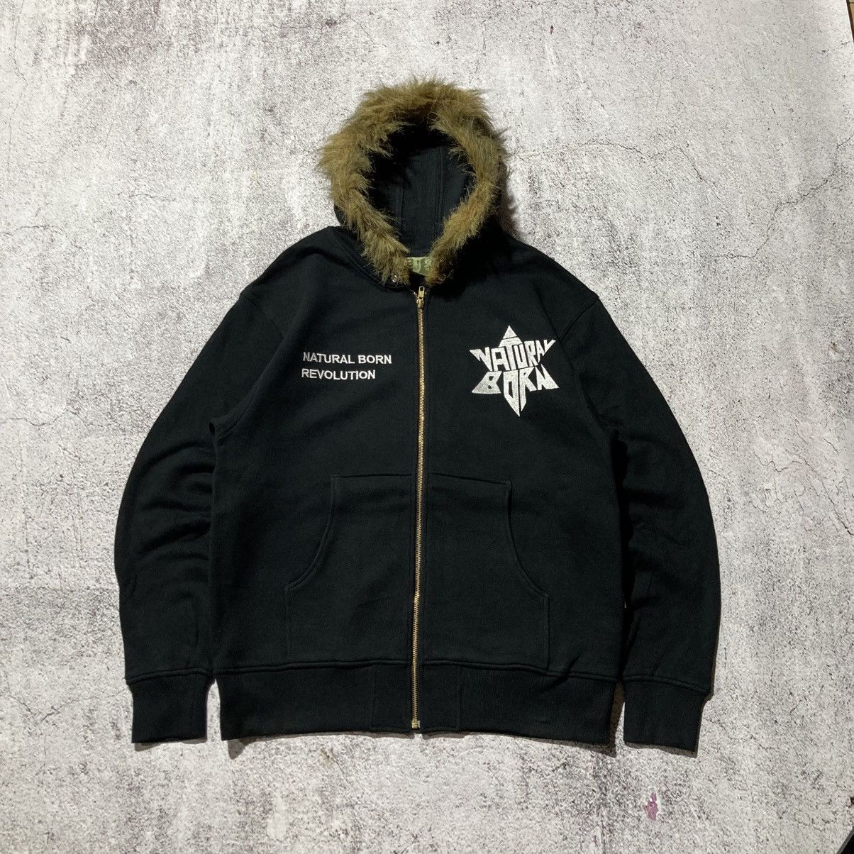 Japanese Brand 2000s Natural Born Stars Logo Fur Ziphoodie Black Punk Lgb Size US XL / EU 56 / 4 - 1 Thumbnail