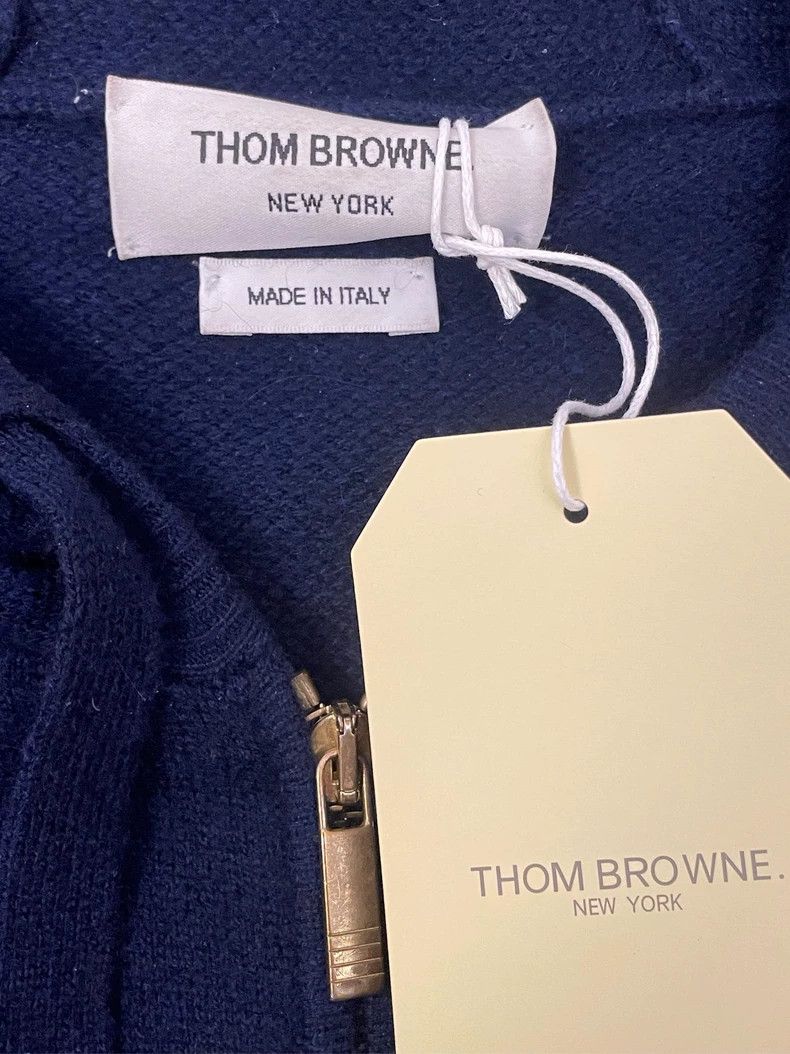 Thom Browne Thom browne Dark blue four-striped pure cashmere zipper jac Size US XL / EU 56 / 4 - 6 Thumbnail