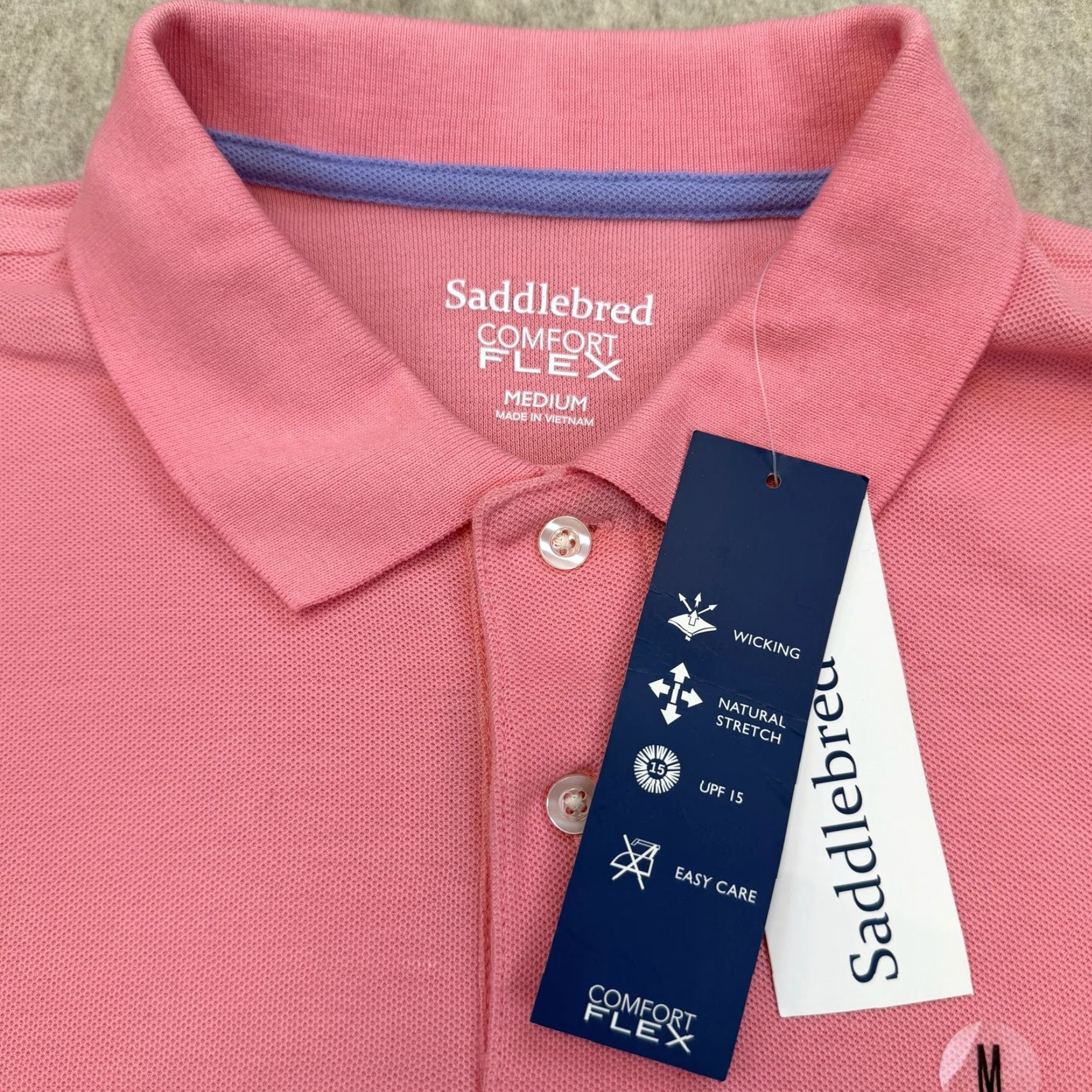 Vintage Saddlebred Polo Shirt Mens Medium Pink Comfort Flex Moisture Wicking UPF 15 Size US M / EU 48-50 / 2 - 4 Thumbnail