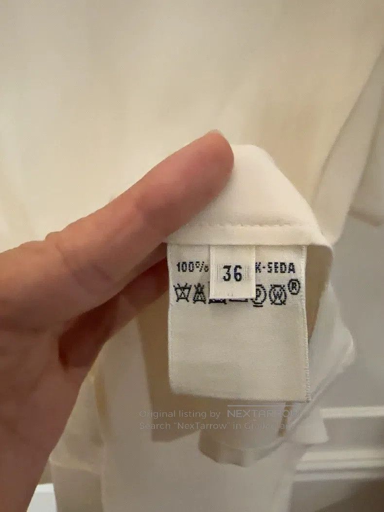Hermes Hermes White Mulberry Silk Short Sleeve Top Size XS / US 0-2 / IT 36-38 - 8 Thumbnail