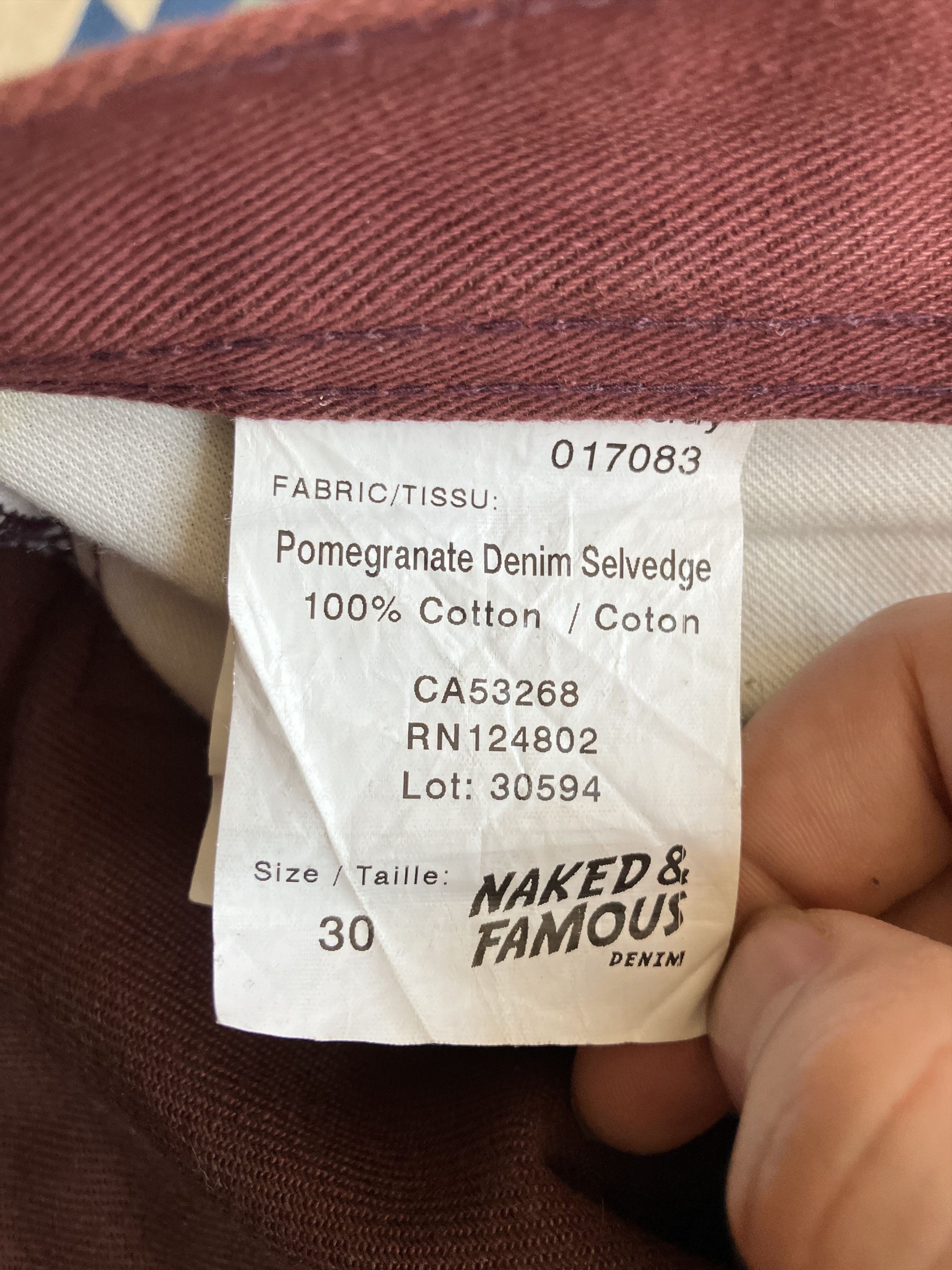 Naked & Famous Naked and Famous Weird Guy - Pomegranate x Brown Selvedge Size US 30 / EU 46 - 12 Thumbnail