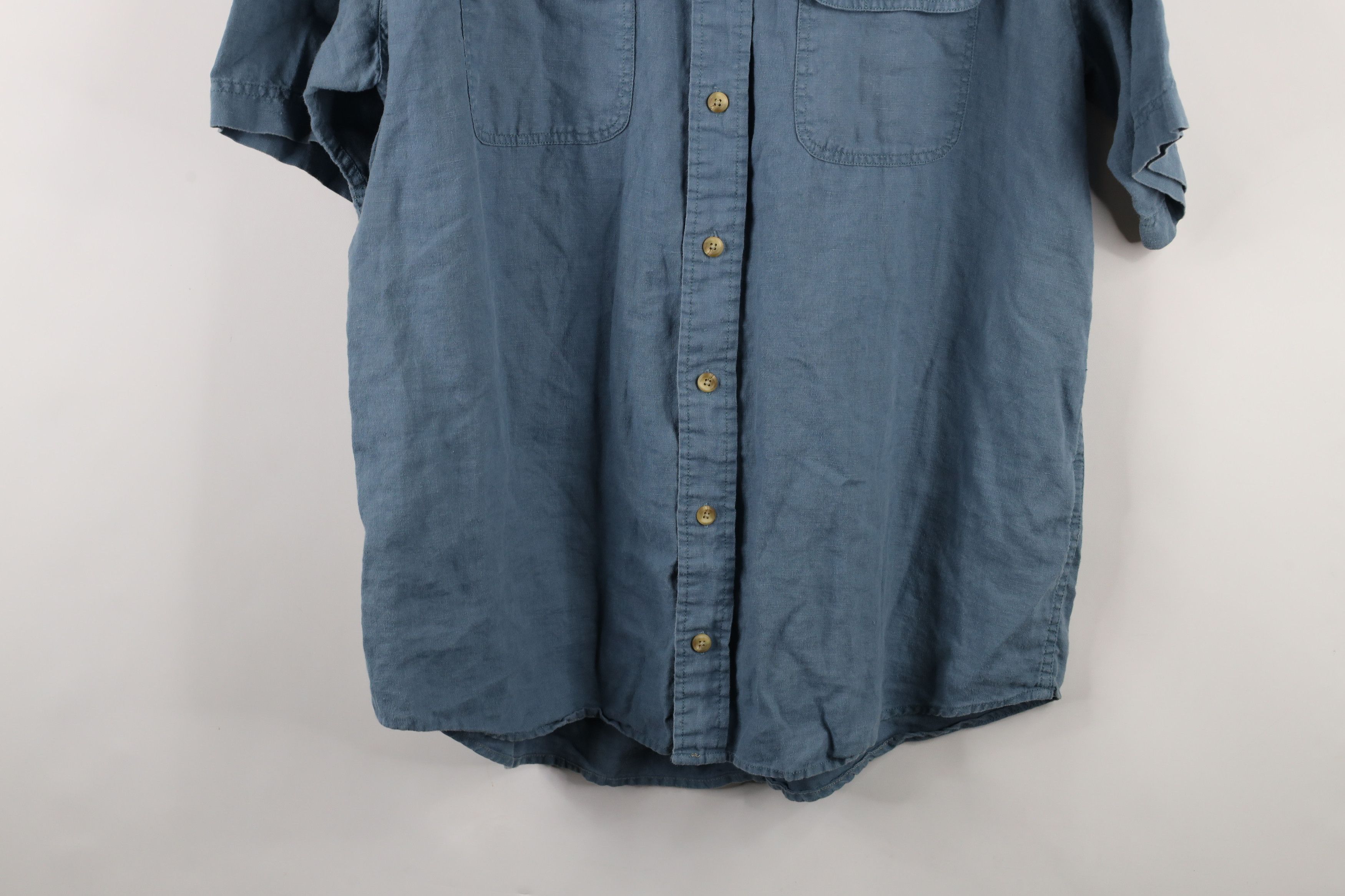 Eddie Bauer × Vintage Vintage 90s Eddie Bauer Linen Short Sleeve Button Shirt Size US L / EU 52-54 / 3 - 3 Thumbnail
