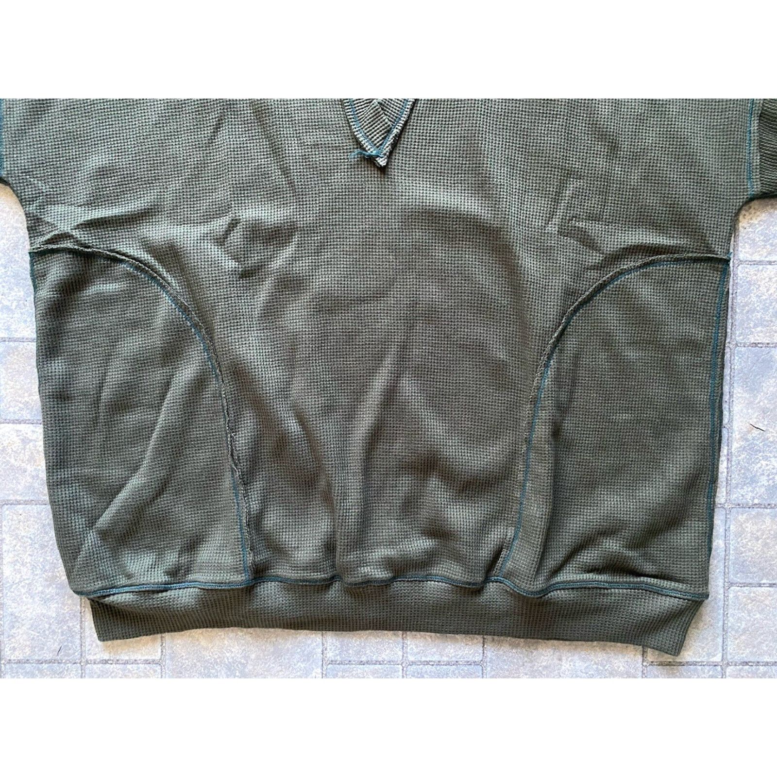 Free People Free People Intimately Womens Thermal Hoodie SMALL Dark Green Deep V Early Night Size S / US 4 / IT 40 - 2 Thumbnail