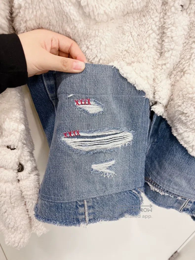 Greg Lauren Greg Lauren Sheepskin Denim Patchwork Jacket Top Size US M / EU 48-50 / 2 - 7 Thumbnail