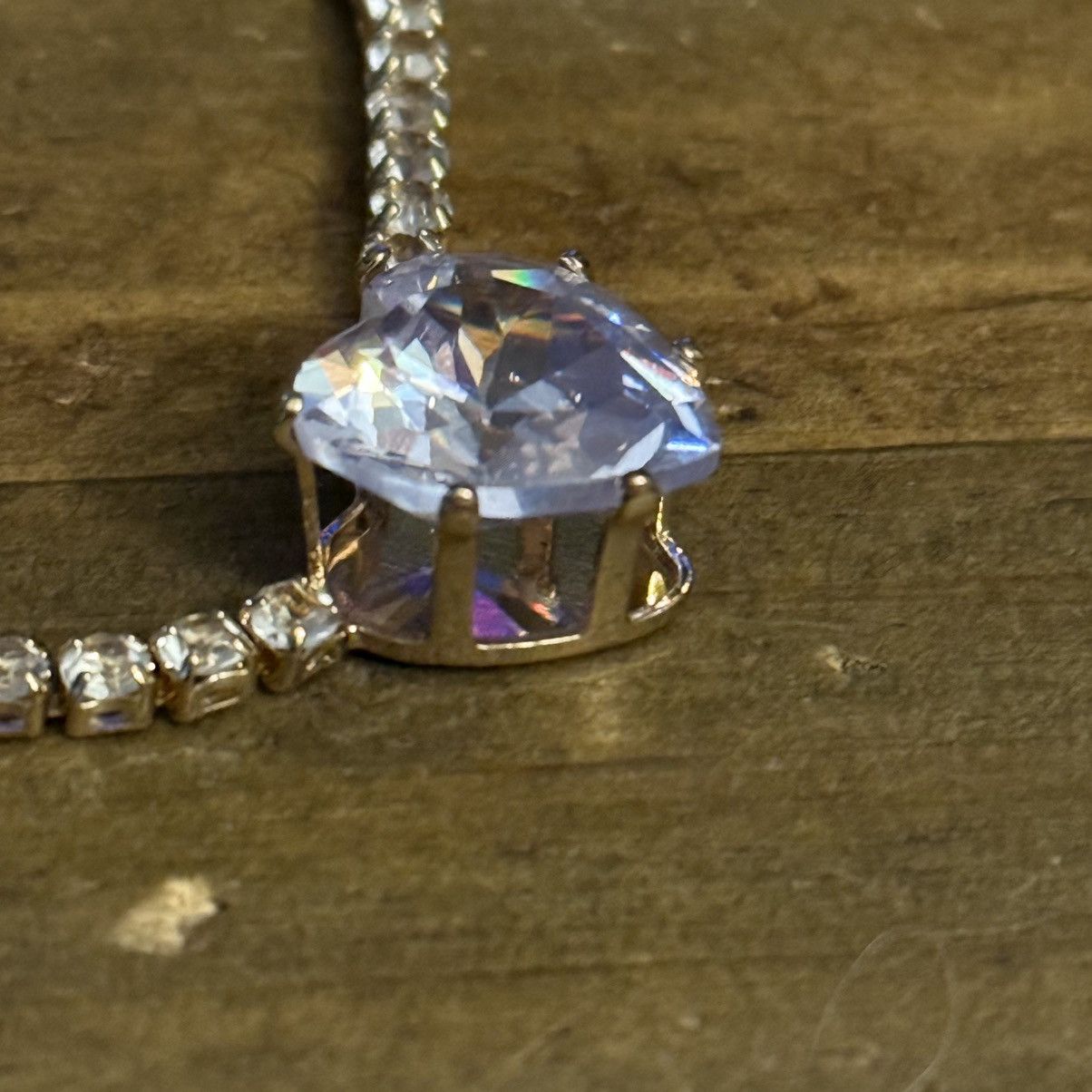 Other Gold tone clear rhinestone heart tennis necklace Size ONE SIZE - 5 Thumbnail