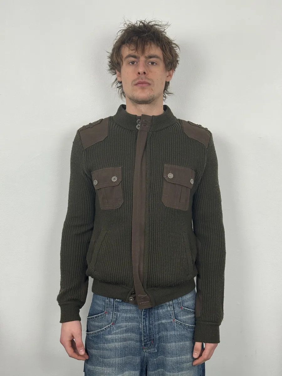 Dolce & Gabbana 2000s Dolce & Gabbana Military Green Two Tone Cargo Zip-up Sweater Size US M / EU 48-50 / 2 - 2 Thumbnail