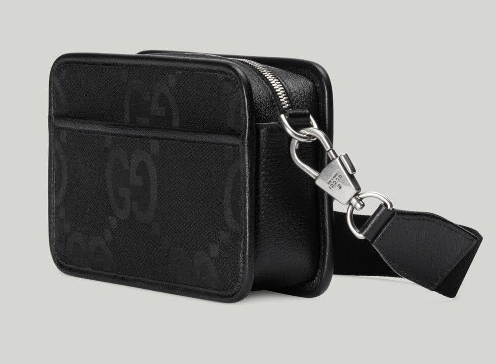 Men's Gucci Black Jumbo GG Crossbody Shoulder Bag 696075