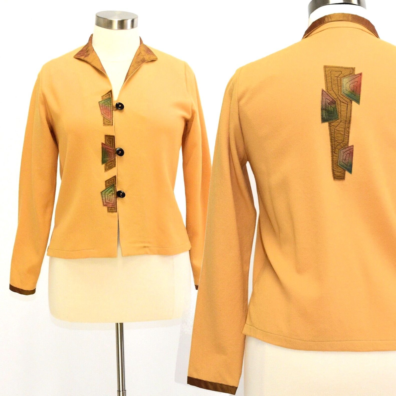 image of Vintage 80's Womens S Joyce Fogle Wool & Silk Blazer/blouse Wearable Art in White