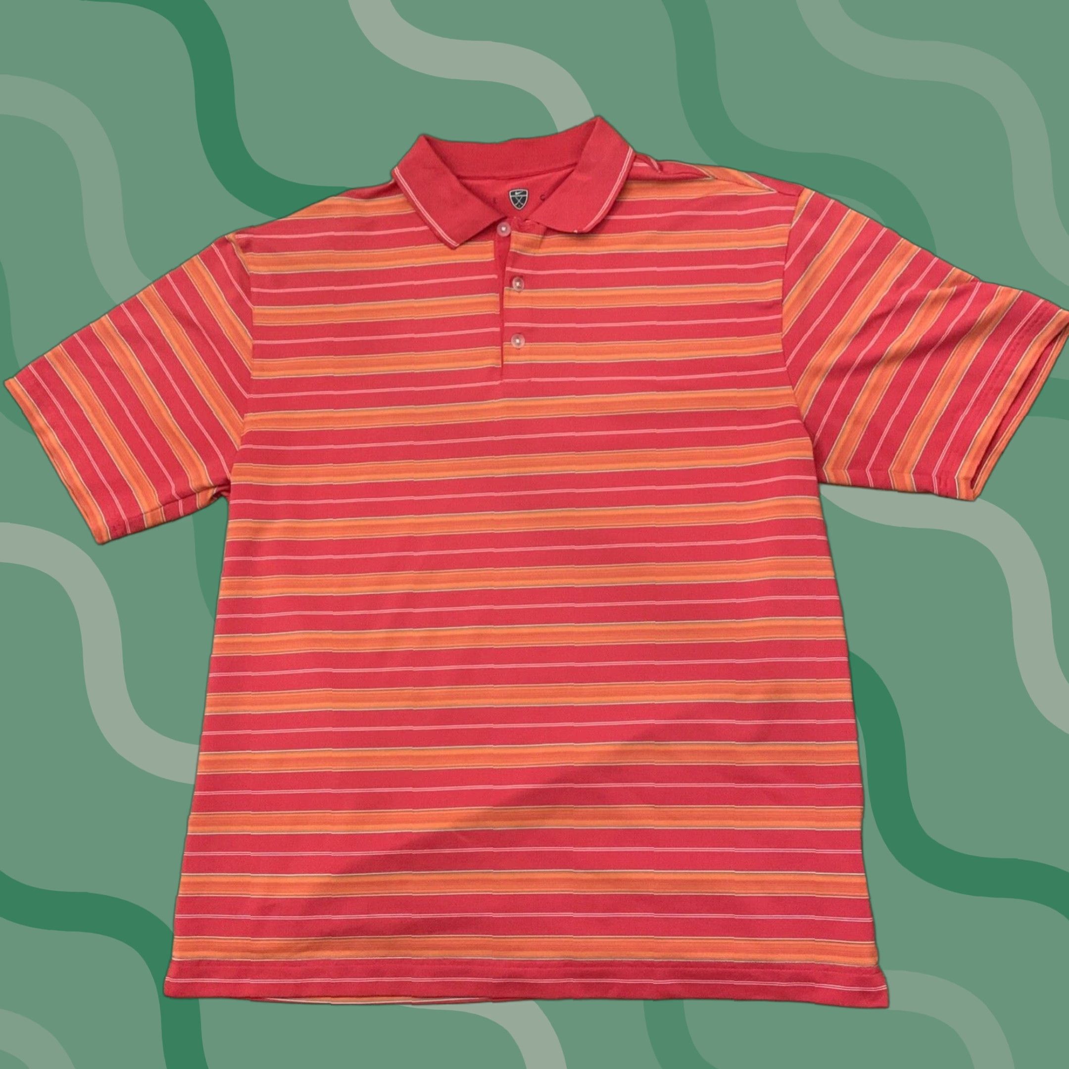 Nike Nike Golf Polo Shirt Mens L Red Orange Striped Size US L / EU 52-54 / 3 - 1 Thumbnail