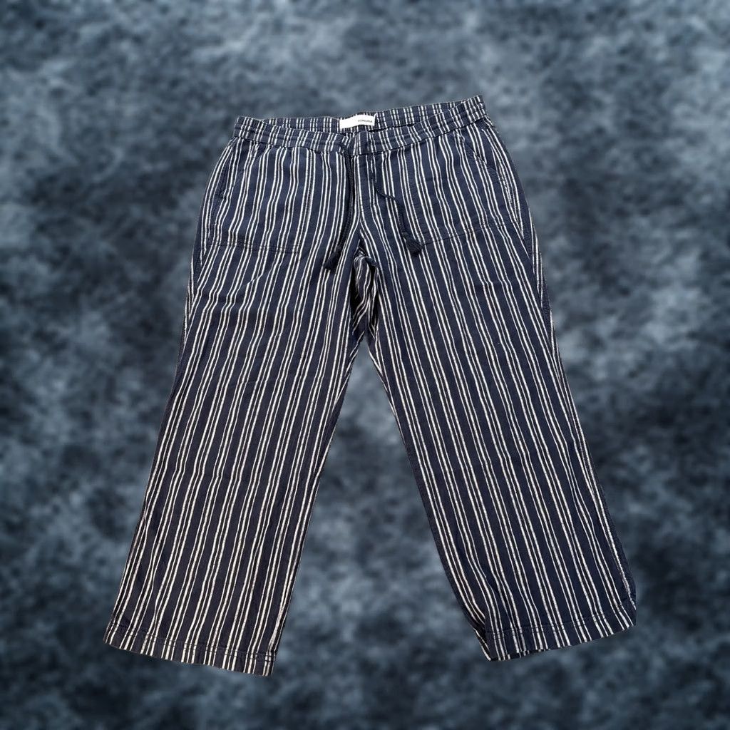 Vintage VINTAGE Sonoma Linen Pants Women's 2XL Blue Striped Wide Relaxed Beach Lounge Pants Women Blue Striped Linen 2XL Beach Relaxed Chino Girls? Size 40" / US 18 - 1 Thumbnail