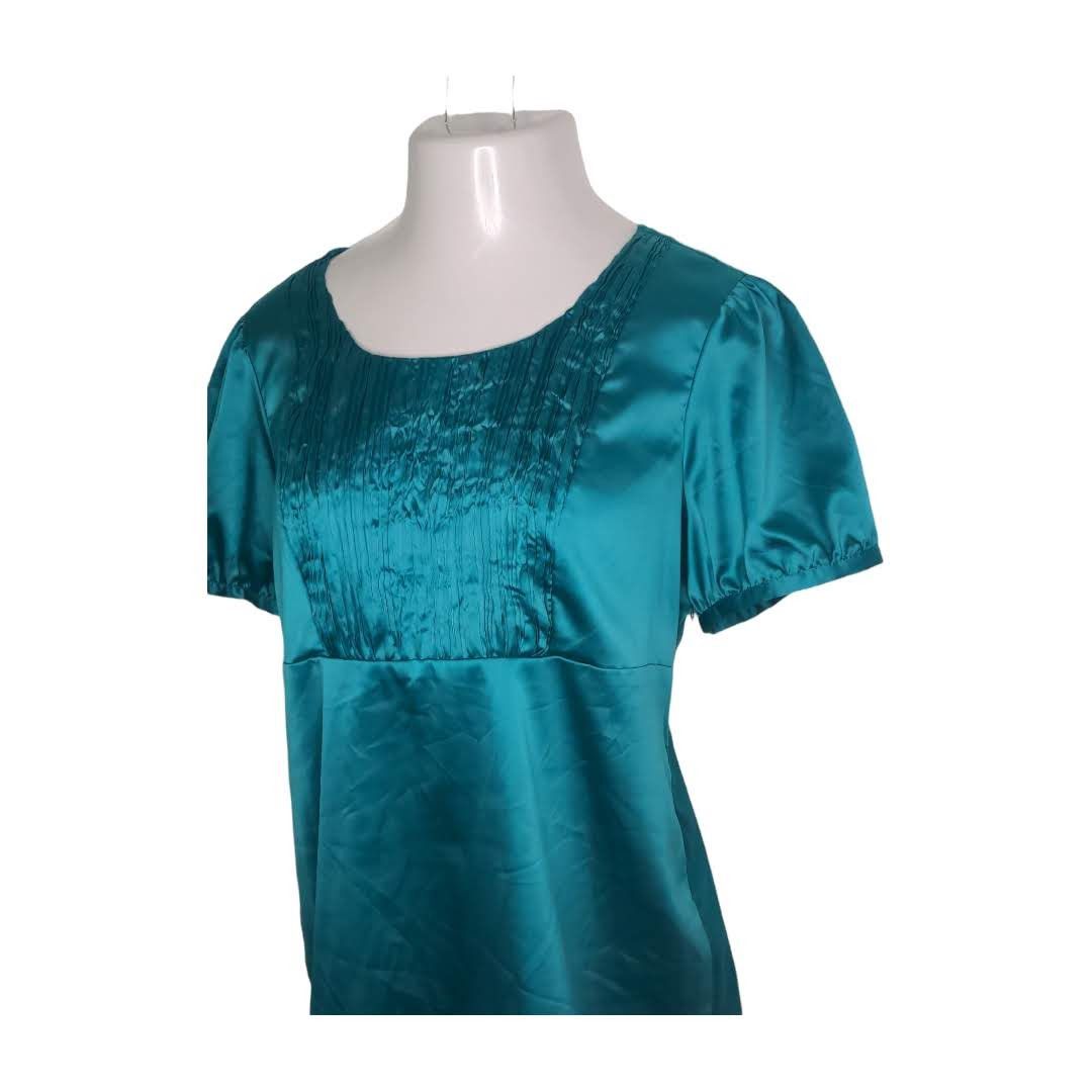 Other THE LIMITED Green Jewel Tone Shiny Career Pleated Top XL NEW Size XL / US 12-14 / IT 48-50 - 2 Thumbnail