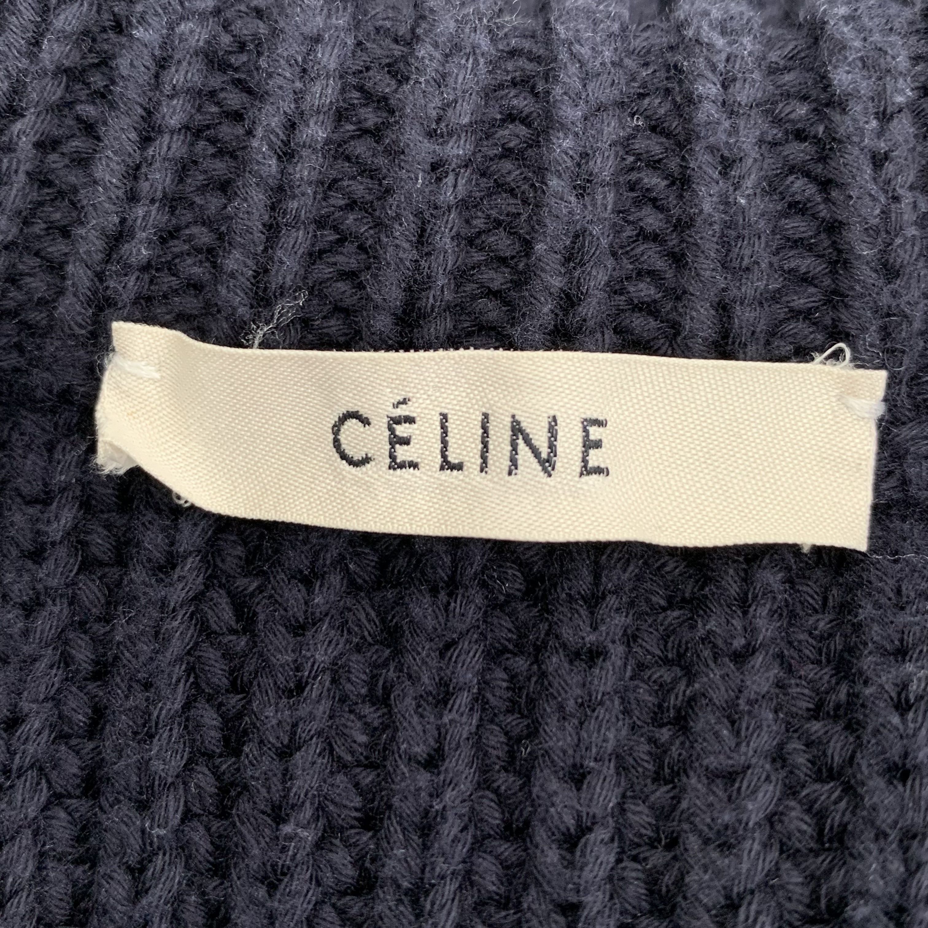 Celine Celine Navy Cotton Crewneck Knit Sweater (Size M) Size M / US 6-8 / IT 42-44 - 2 Thumbnail