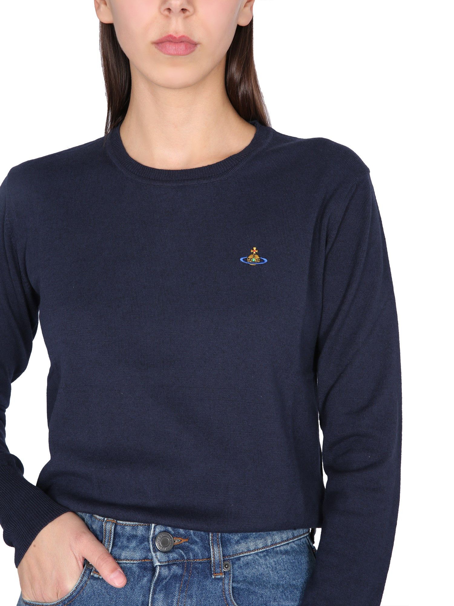 Vivienne Westwood o1s22i1n0924 Bea Cardigan Logo Embroidery in Blue Size XS / US 0-2 / IT 36-38 - 4 Thumbnail