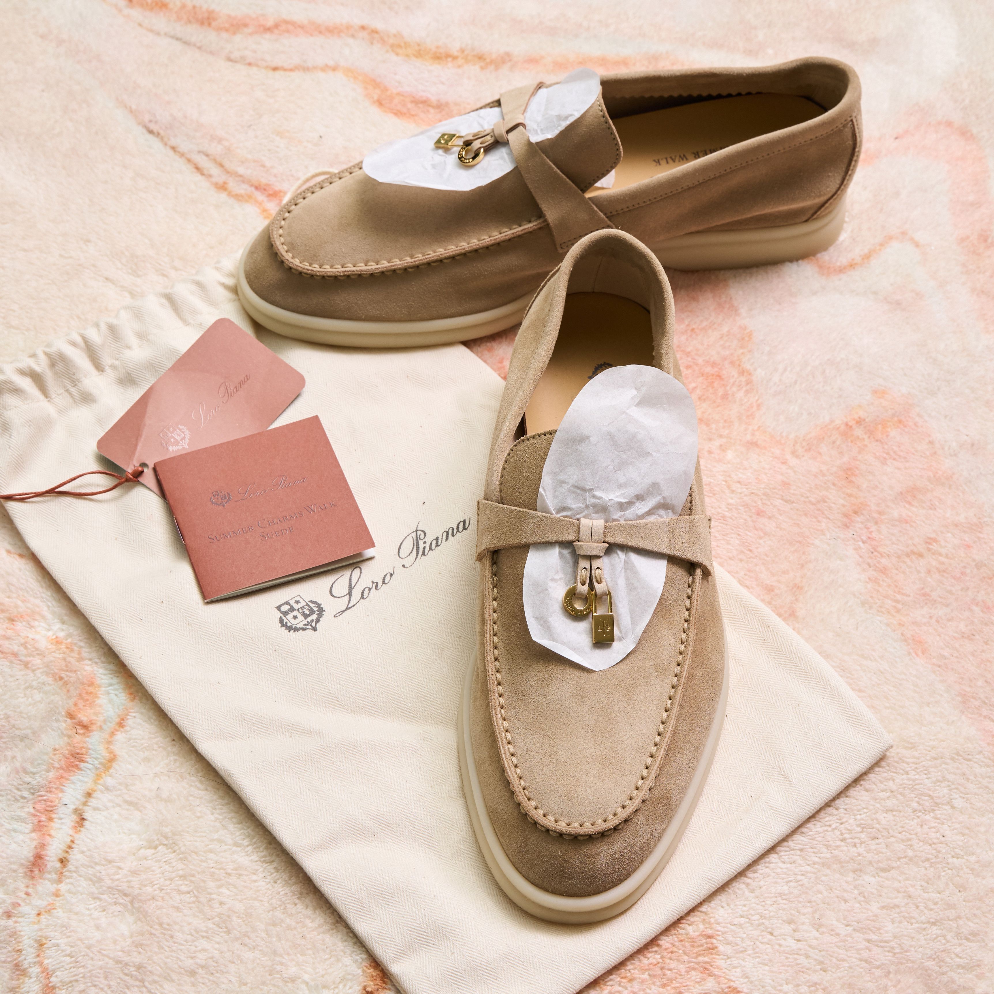Loro Piana LORO PIANA Summer Walk Charm Suede Beige Loafer Sadstone Size US 5.5 / EU 38 - 2 Thumbnail