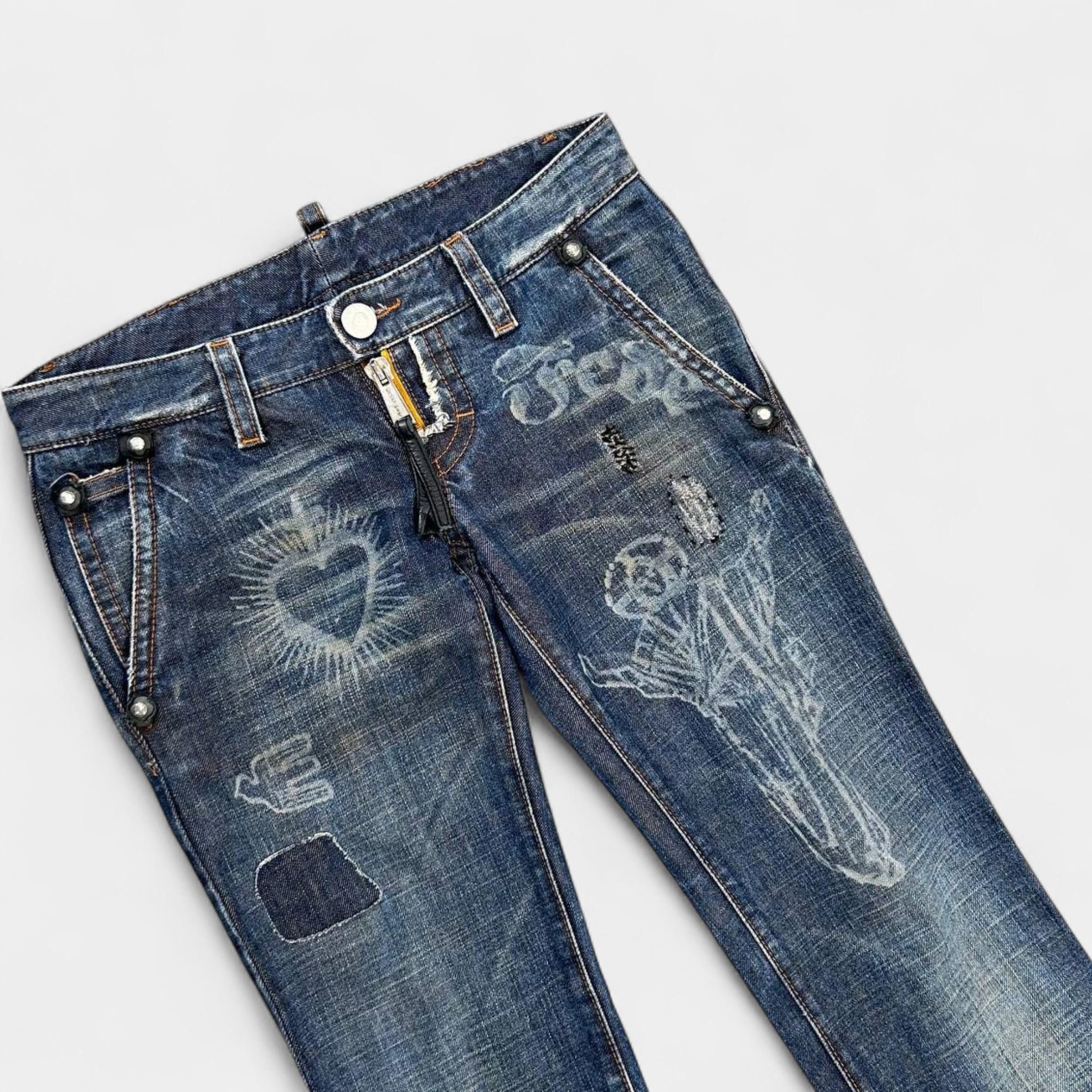 Dsquared2 Dsquared2 FW2005 "I Love Jesus" Patchwork Denim Size US 28 / EU 44 - 2 Thumbnail