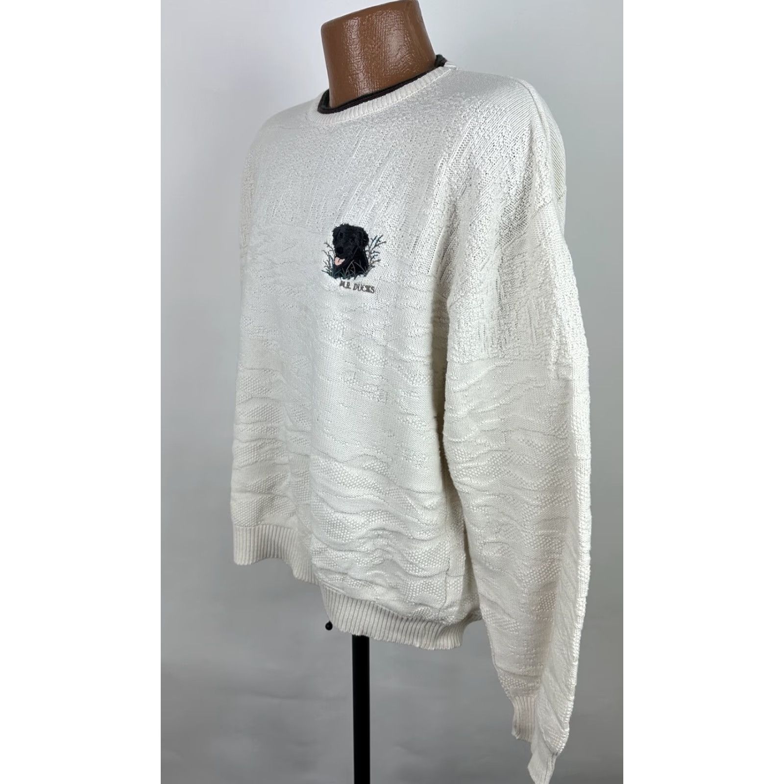 Vintage VINTAGE MR Ducks Sweater XL Men Embroidered Dog Black Labrador Knit Crew Neck Pullover 90s 80s Casual Mens Size US XL / EU 56 / 4 - 7 Thumbnail