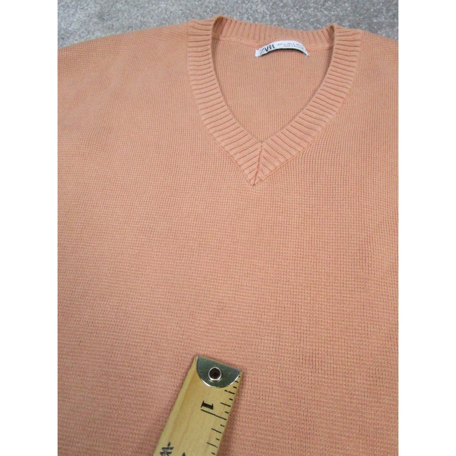 Zara Zara Vest Mens Large Orange Cotton Knit Pullover V-Neck Sleeveless Casual Sweatshirt Shirt? Size US L / EU 52-54 / 3 - 5 Thumbnail