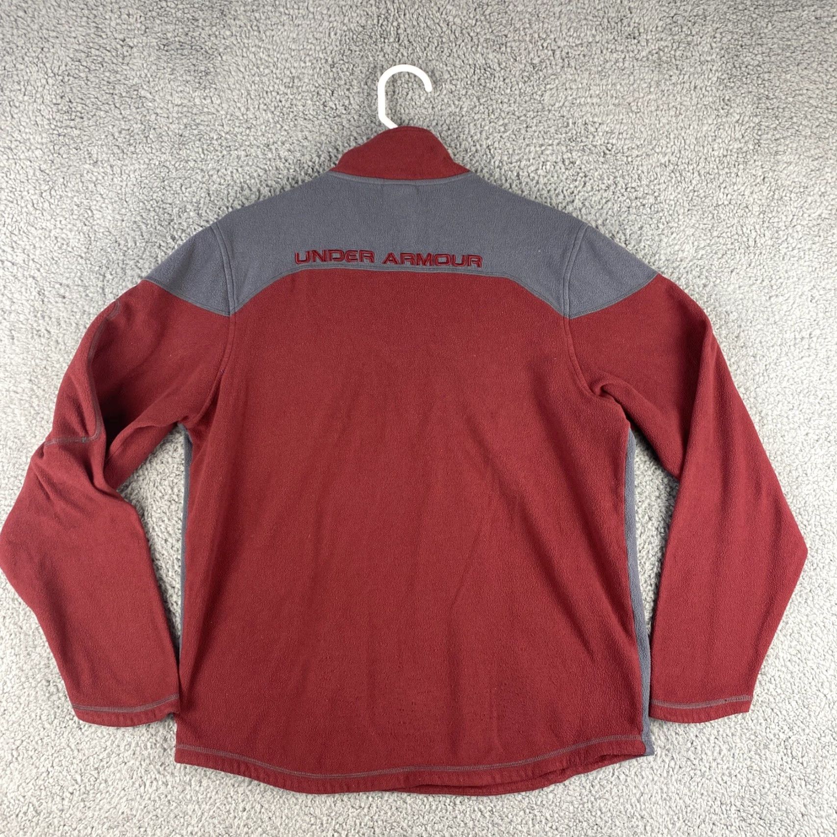 Under Armour VINTAGE? No — Under Armour Mens Pullover Jacket 1/4 Zip Fleece Red Gray 43-1 M Red Mens Jacket 44 Chest Sports Logo Size US M / EU 48-50 / 2 - 6 Thumbnail