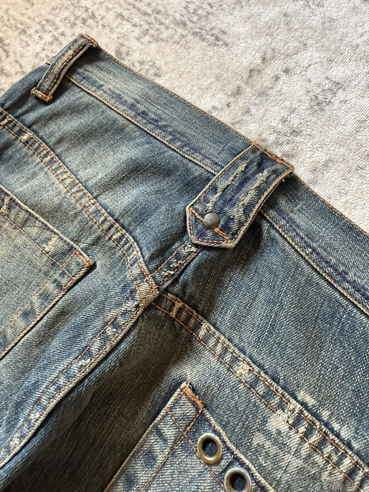 If Six Was Nine Root Three Japan Studded & Pierced Rusty Wash Flared Jeans Size US 32 / EU 48 - 23 Thumbnail