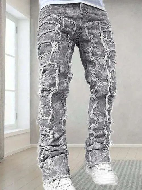 Japanese Brand × Vintage Washed Stacked Distressed Ripped Skinny Jeans Size US 33 - 4 Thumbnail