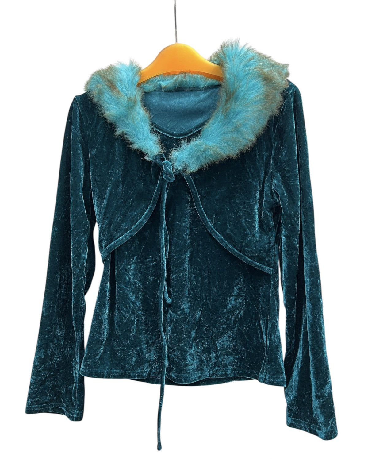 Japanese Brand Slay velvet in teal blue with fur collar 🧝🏻‍♀️🧚🏻 Size M / US 6-8 / IT 42-44 - 9 Thumbnail