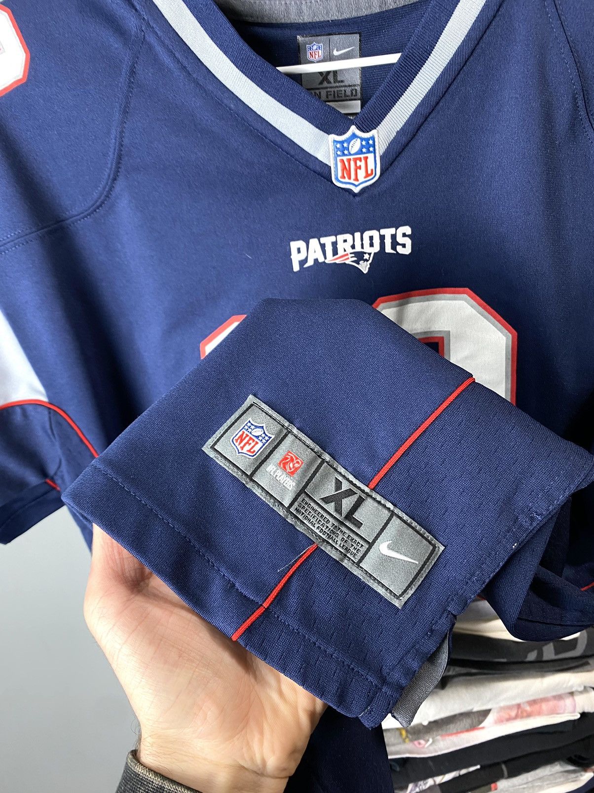 NFL Vintage Nike tee NFL Patriots 12 Brady Jersey T Shirt Size US L / EU 52-54 / 3 - 7 Thumbnail