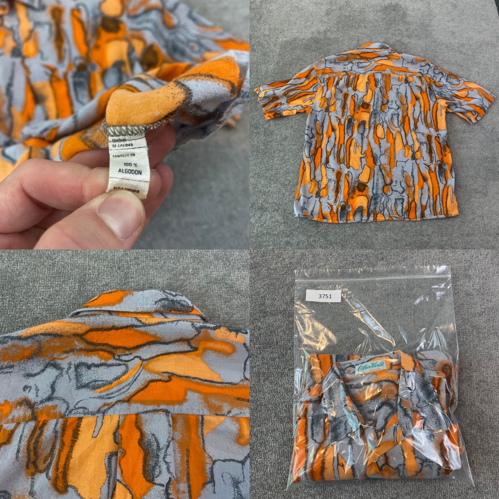 Other Other World Shirt Mens 4 Medium Multicolor Orange Gray Graffiti Button Up Spain Jams Like Size US M / EU 48-50 / 2 - 8 Thumbnail